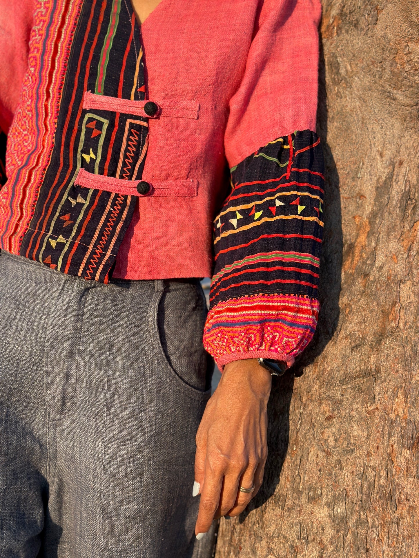 Pink hemp blouse top