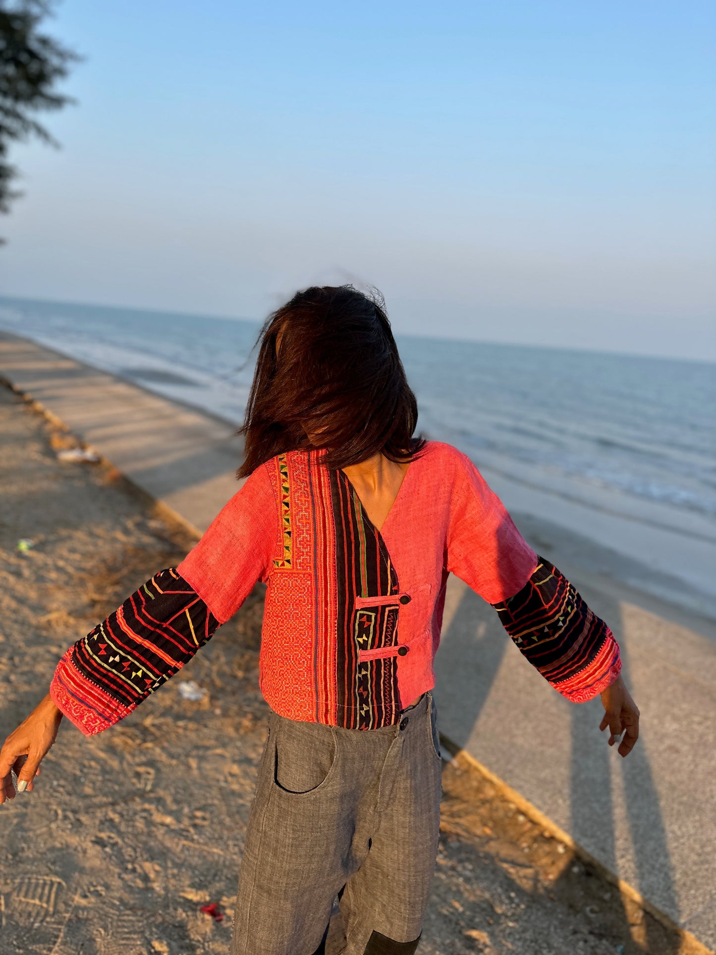 Pink hemp blouse top