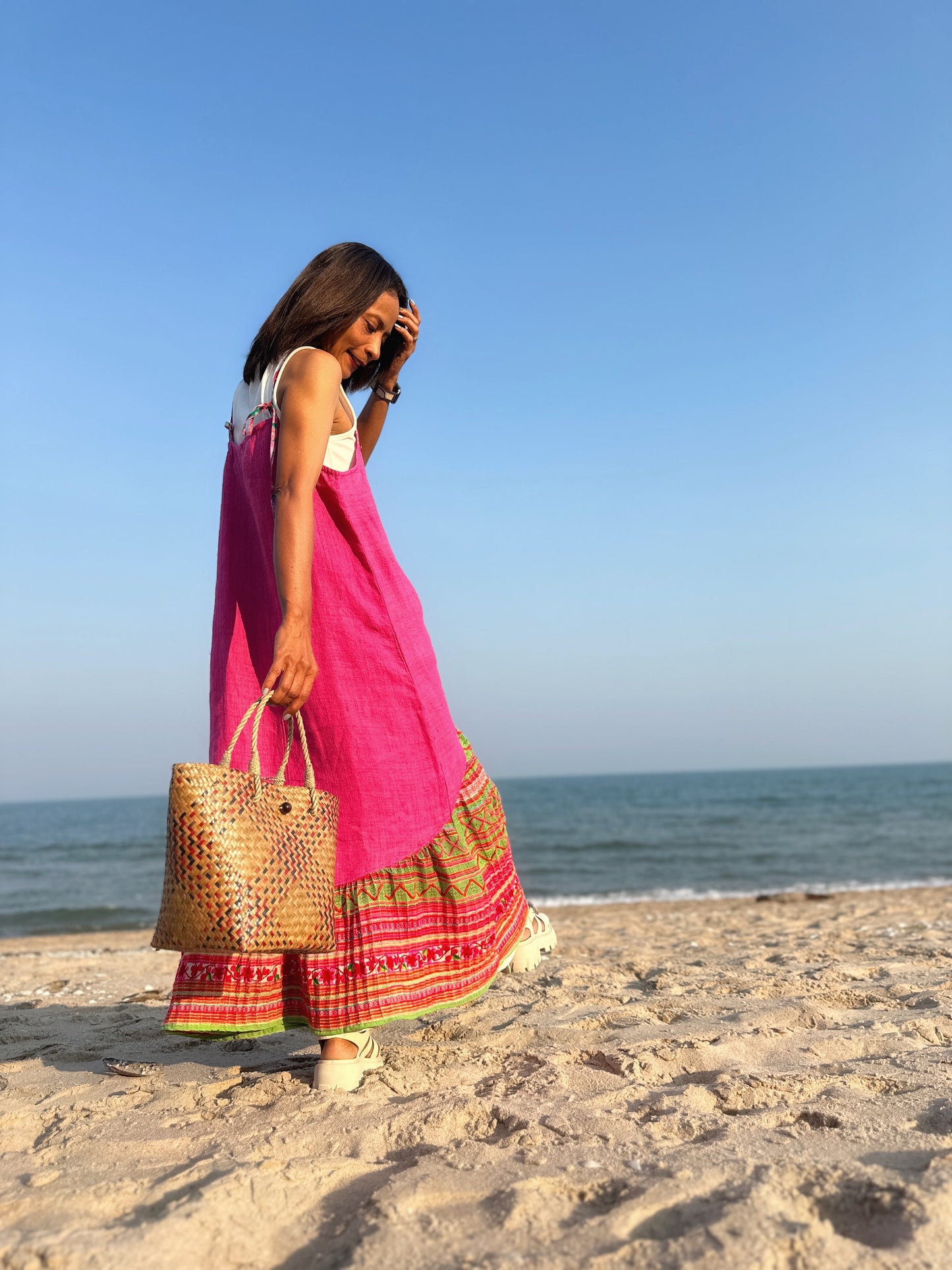 Pink hemp tank top dress