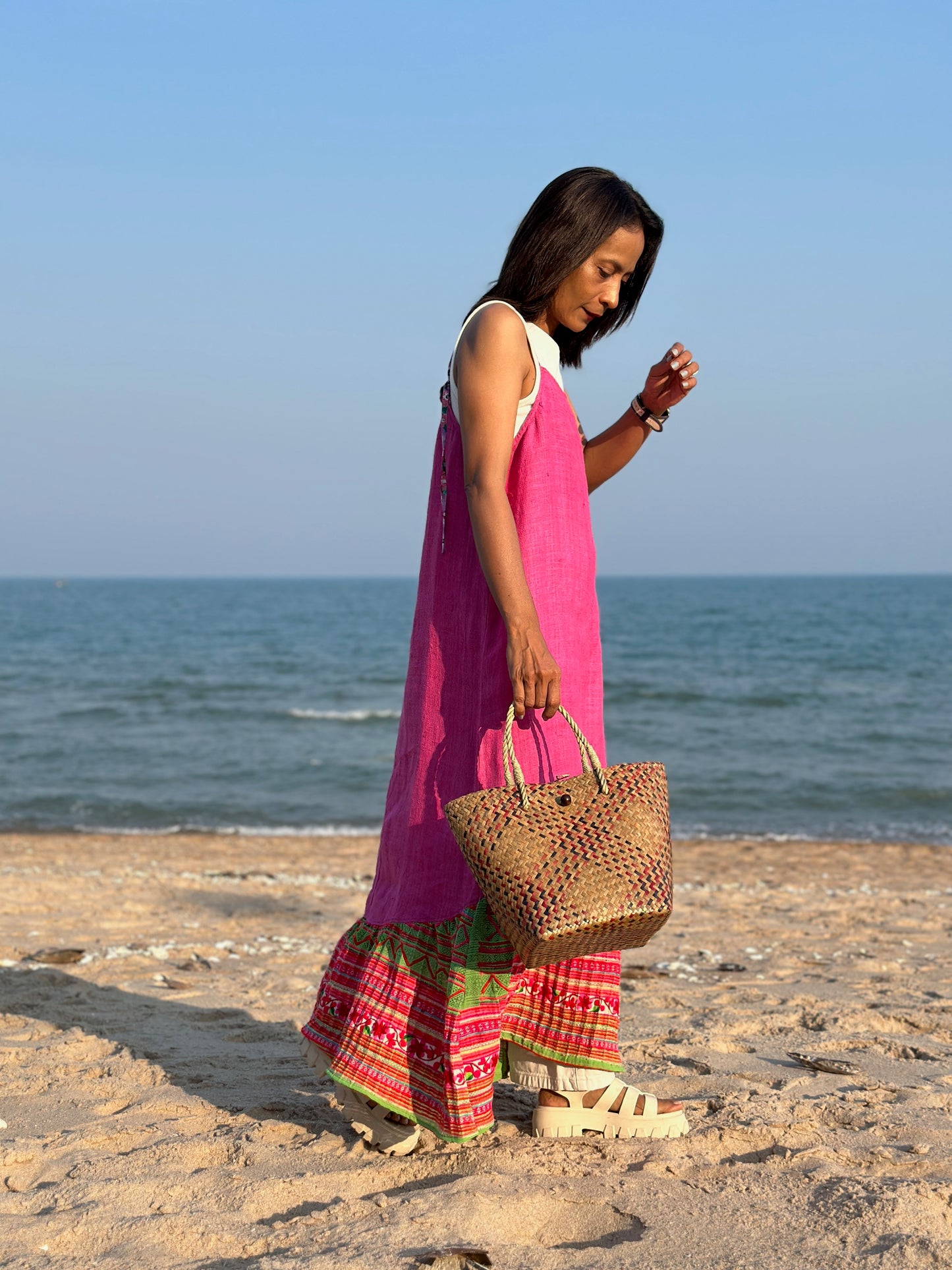 Pink hemp tank top dress