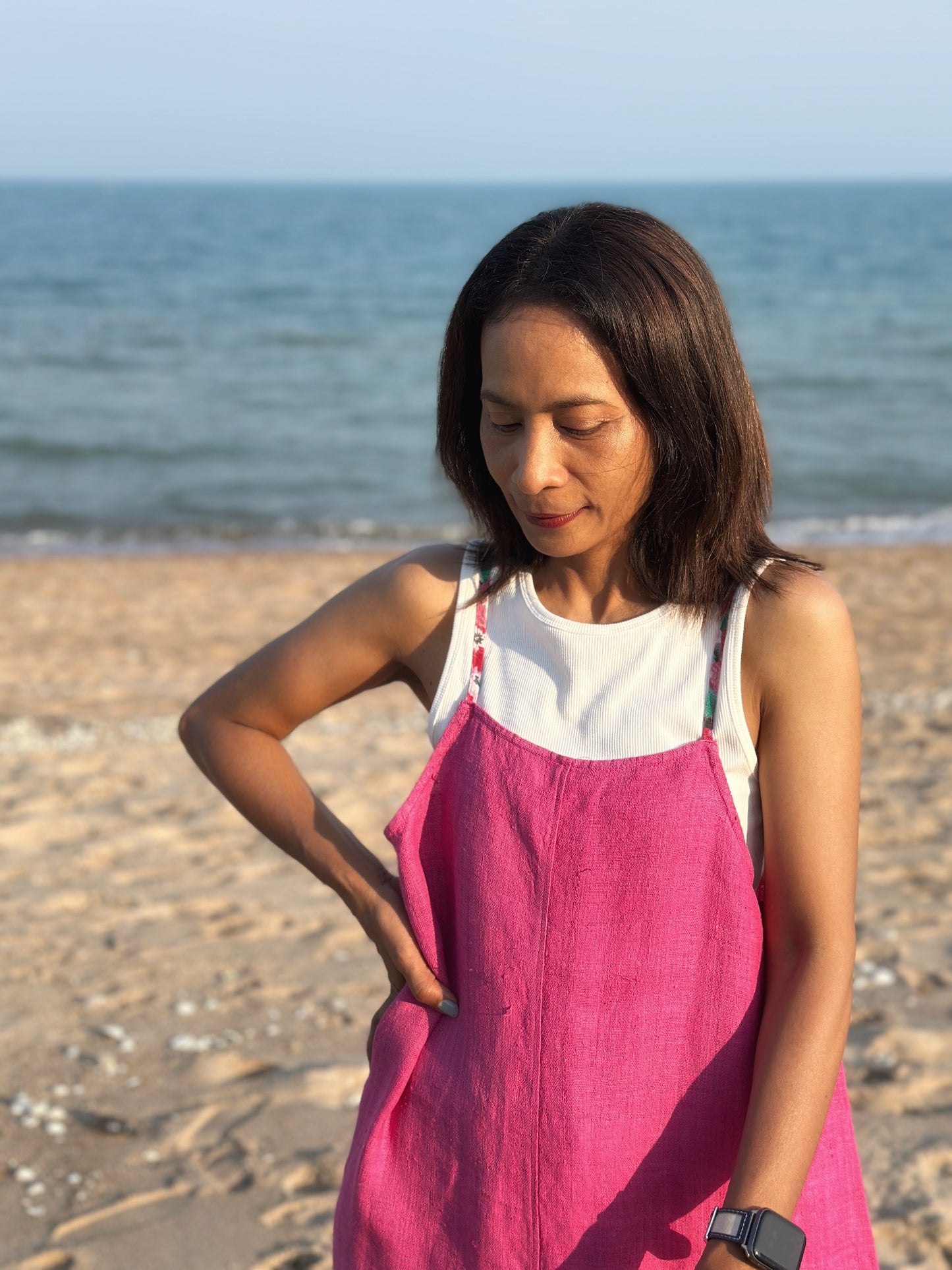 Pink hemp tank top dress