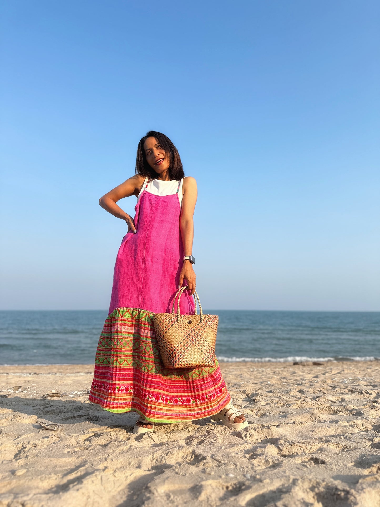 Pink hemp tank top dress