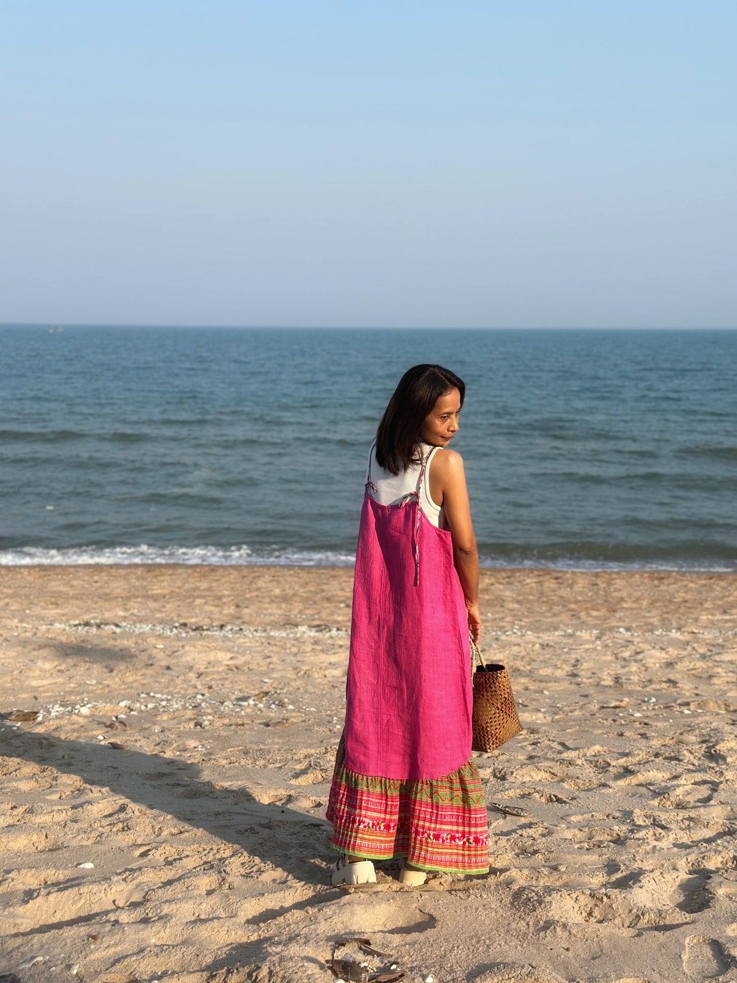 Pink hemp tank top dress