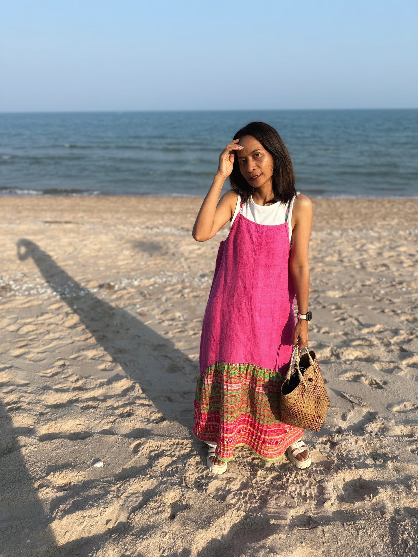 Pink hemp tank top dress