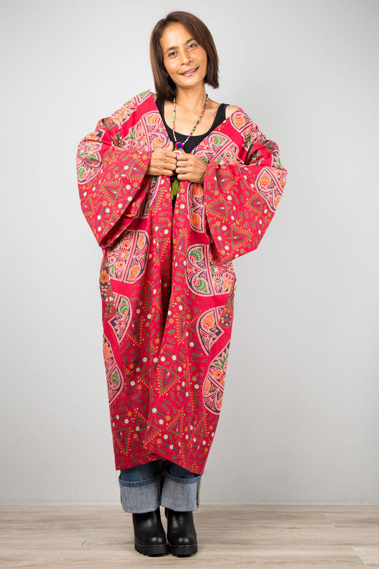 Mandala duster with pockets by Nuichan. Buy cotton cardigan online.