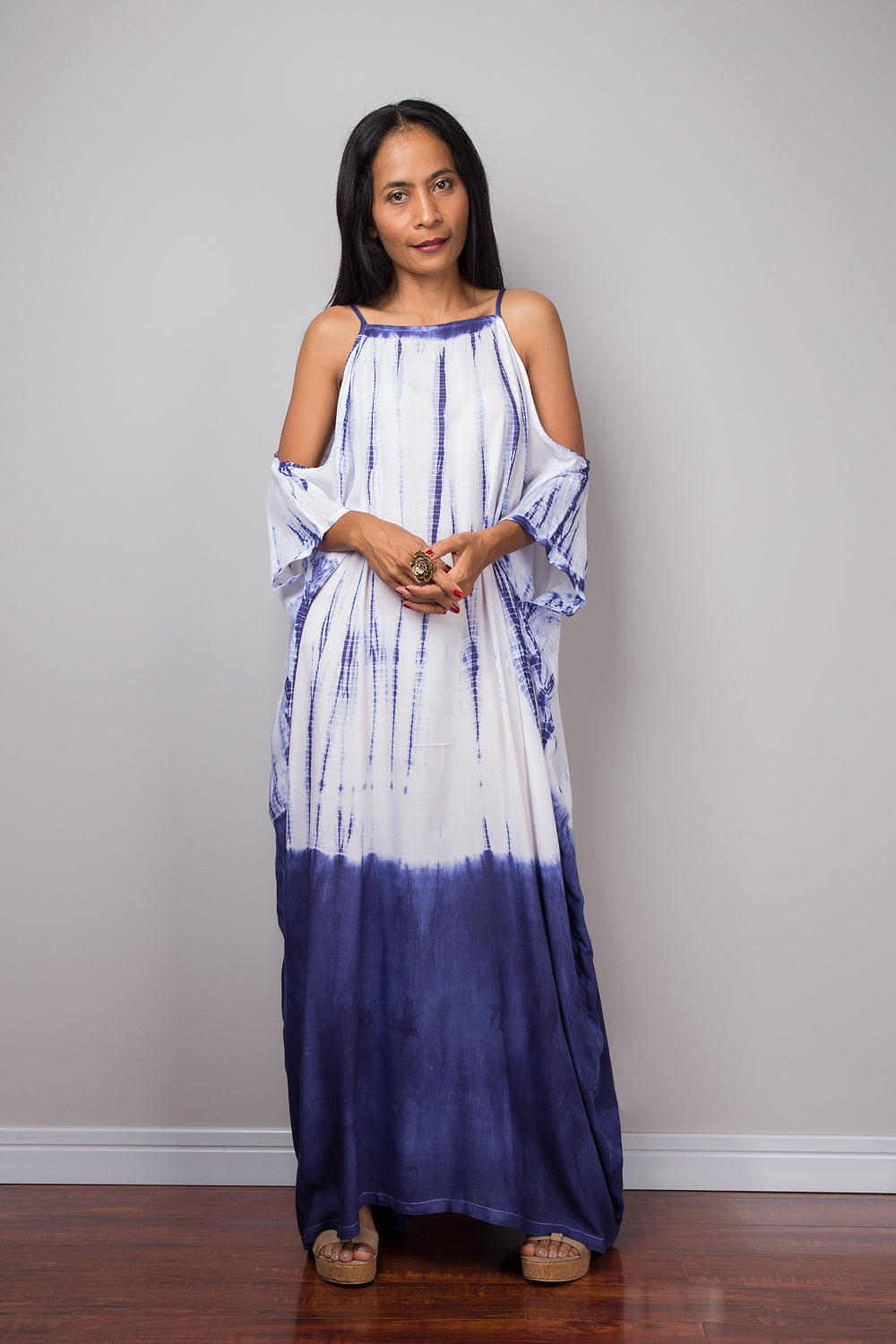 Shibori Tie dye kaftan dress