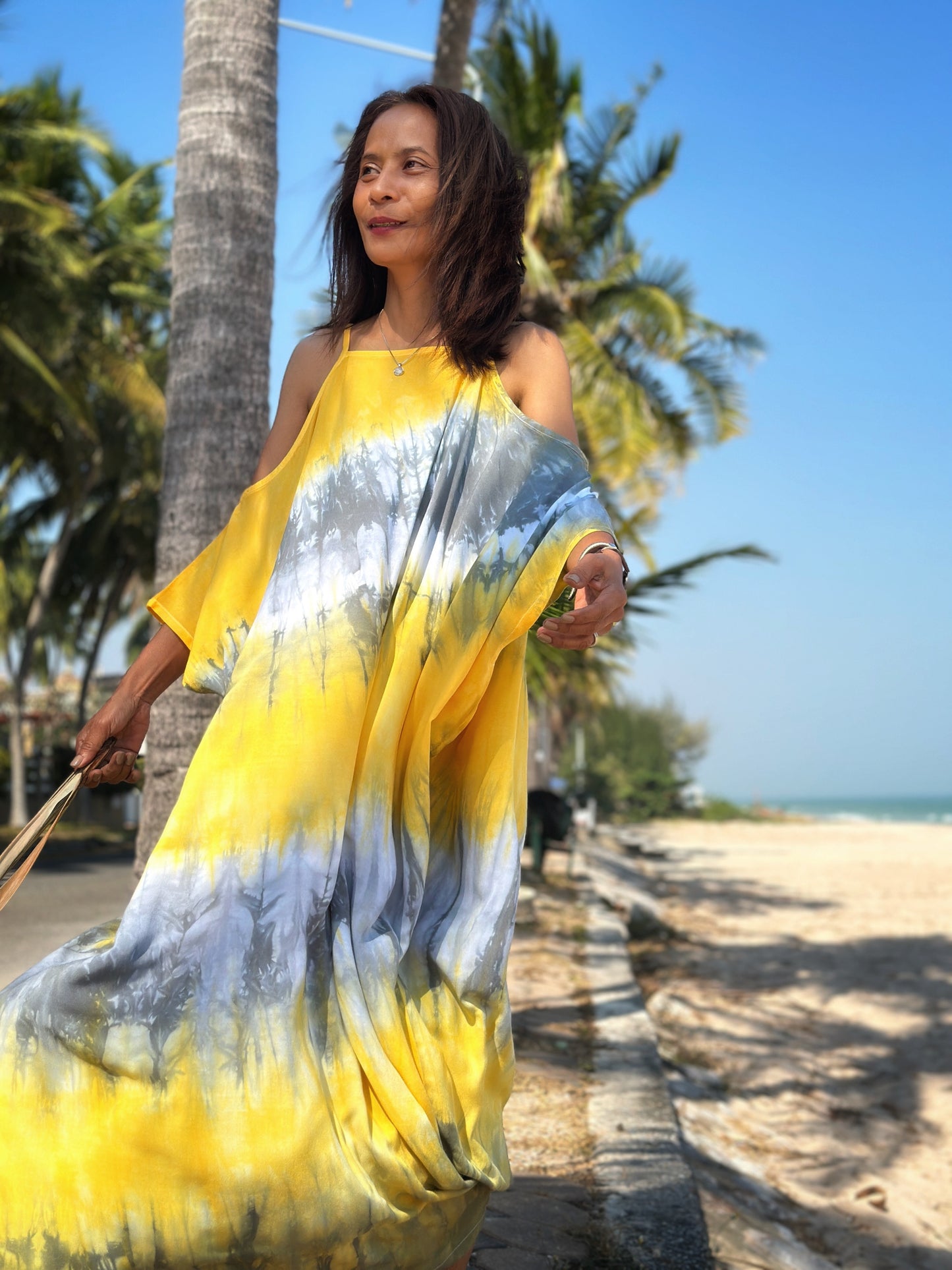 Tie dye caftan dress