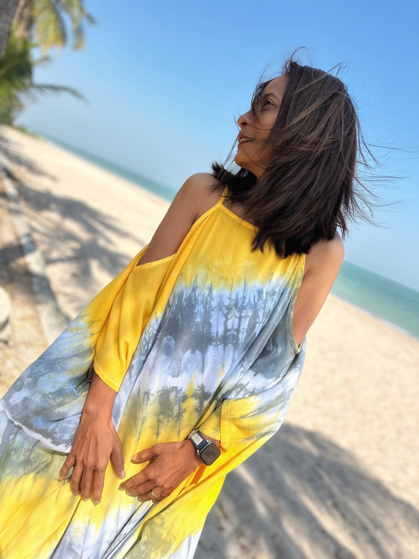 Tie dye caftan dress