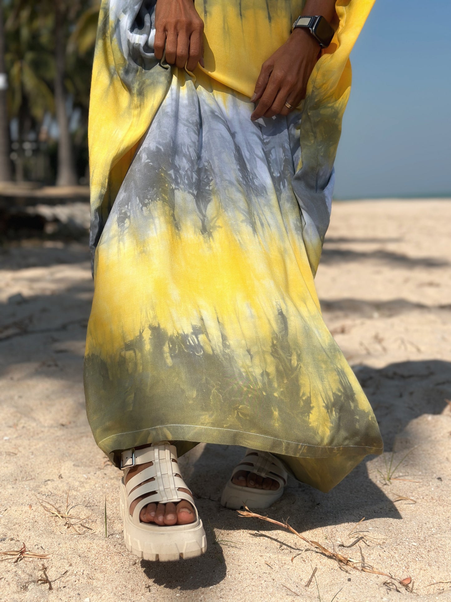 Tie dye caftan dress