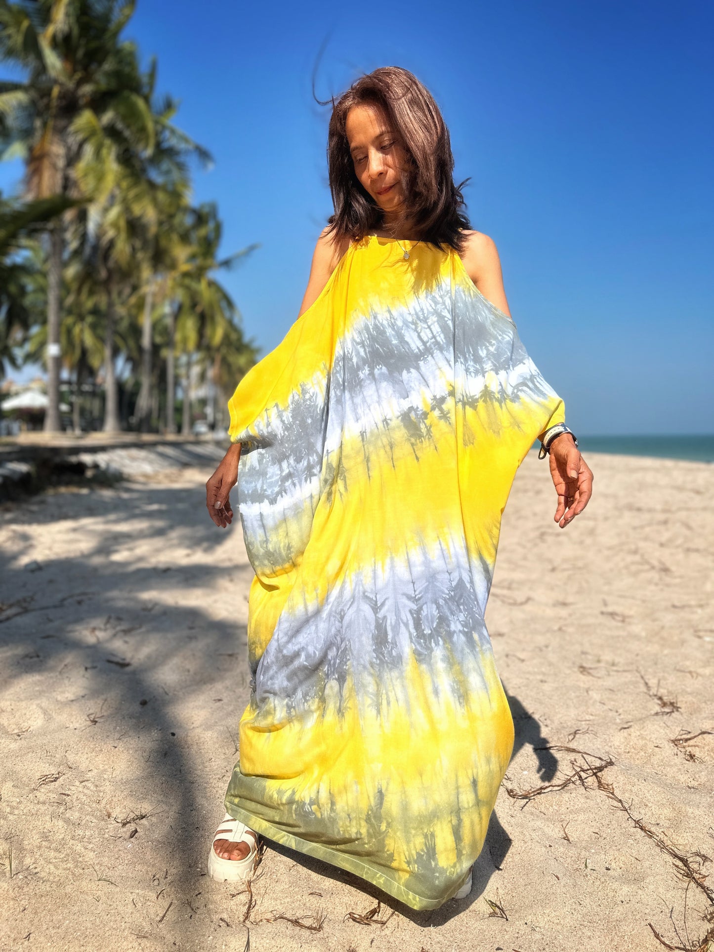 Tie dye caftan dress