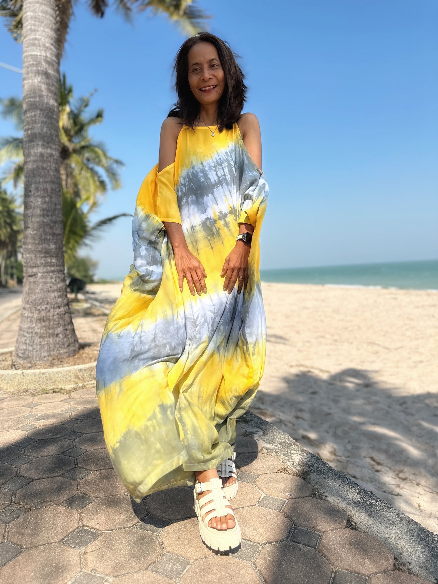 Tie dye caftan dress