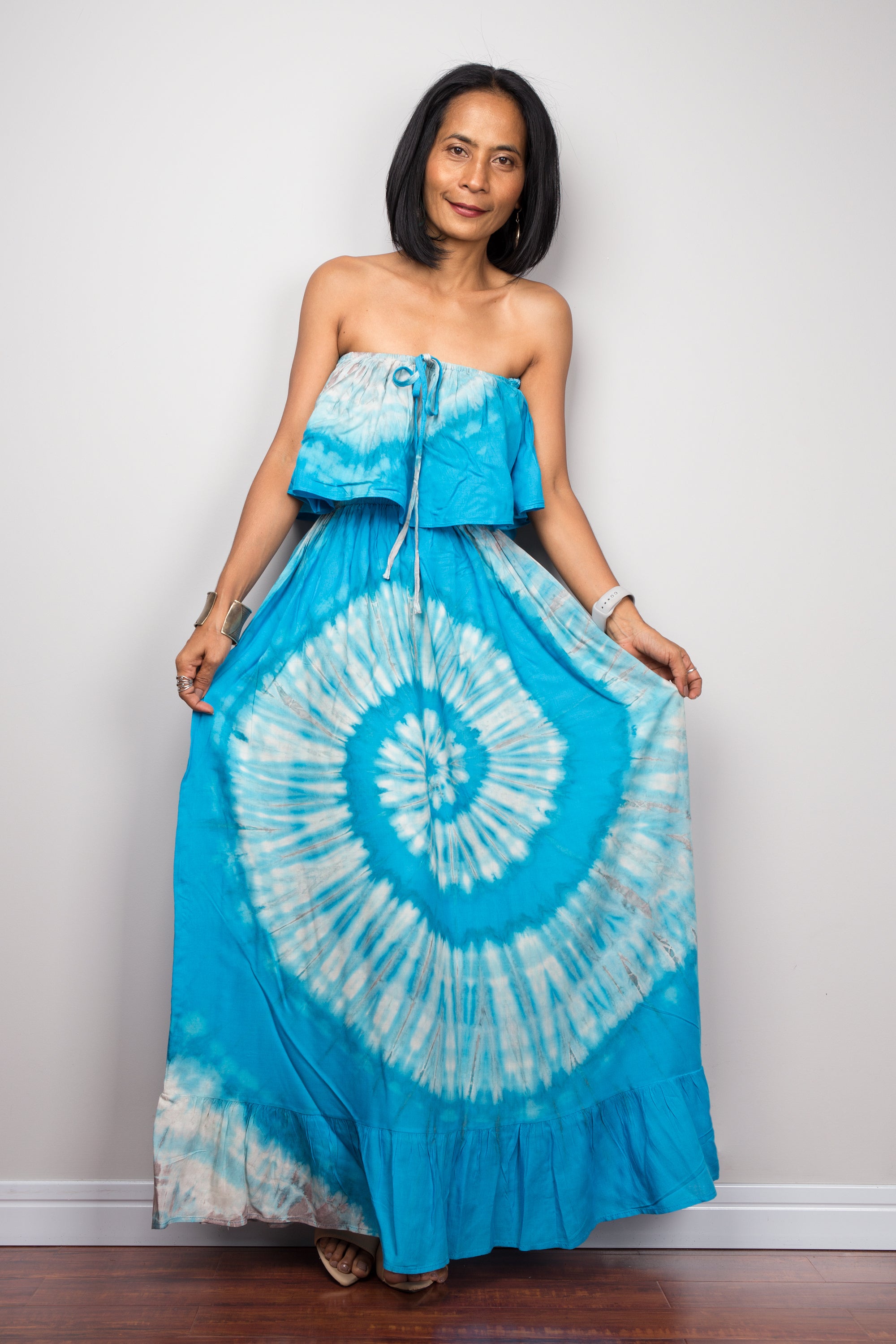 Off shoulder tie dye dress best sale