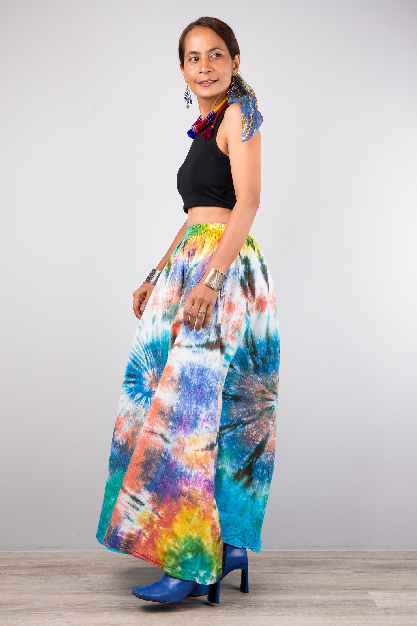 Nuichan Women's Tie dye skirt | Hippie maxi skirt online