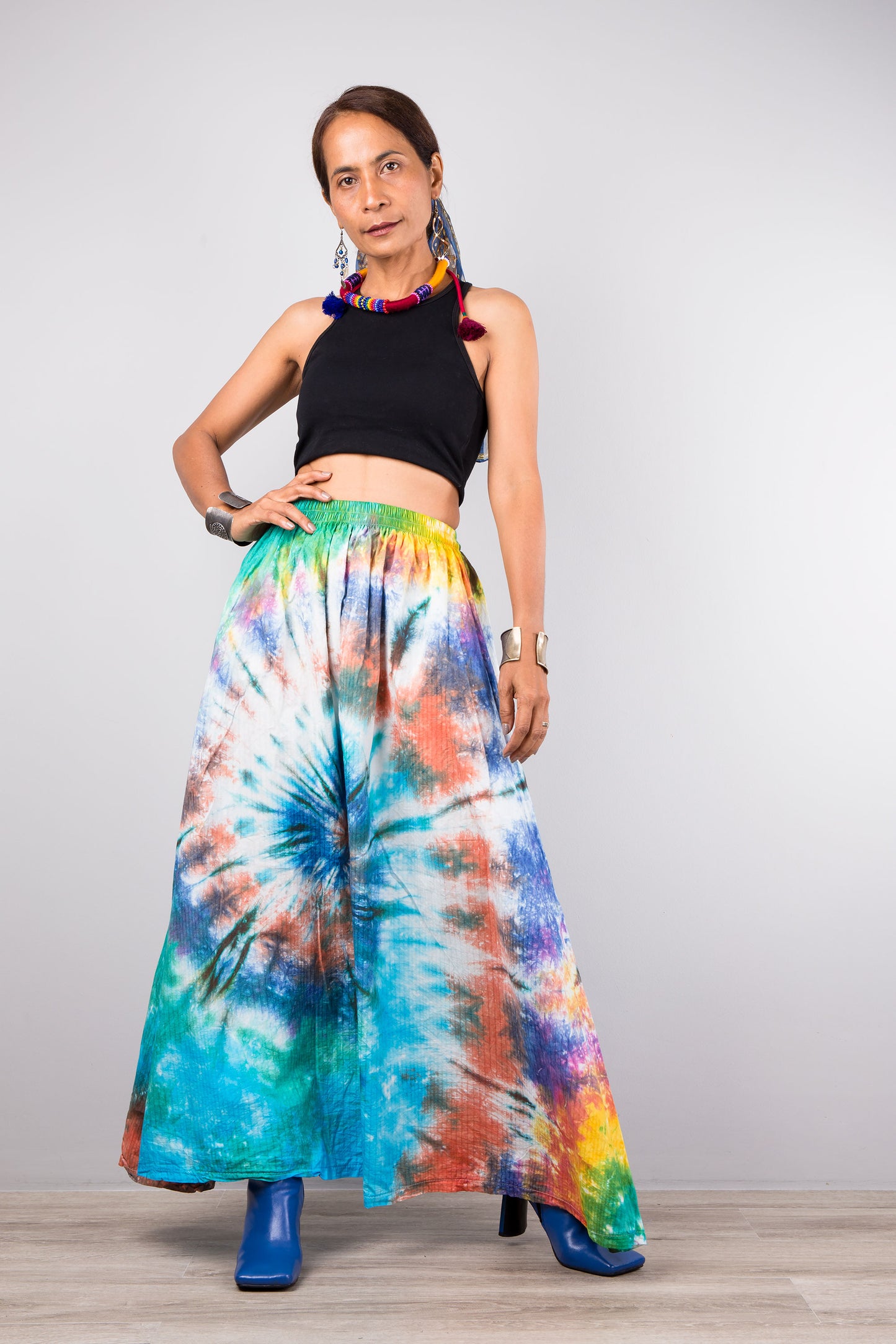 Nuichan Women's Tie dye skirt | Hippie maxi skirt online