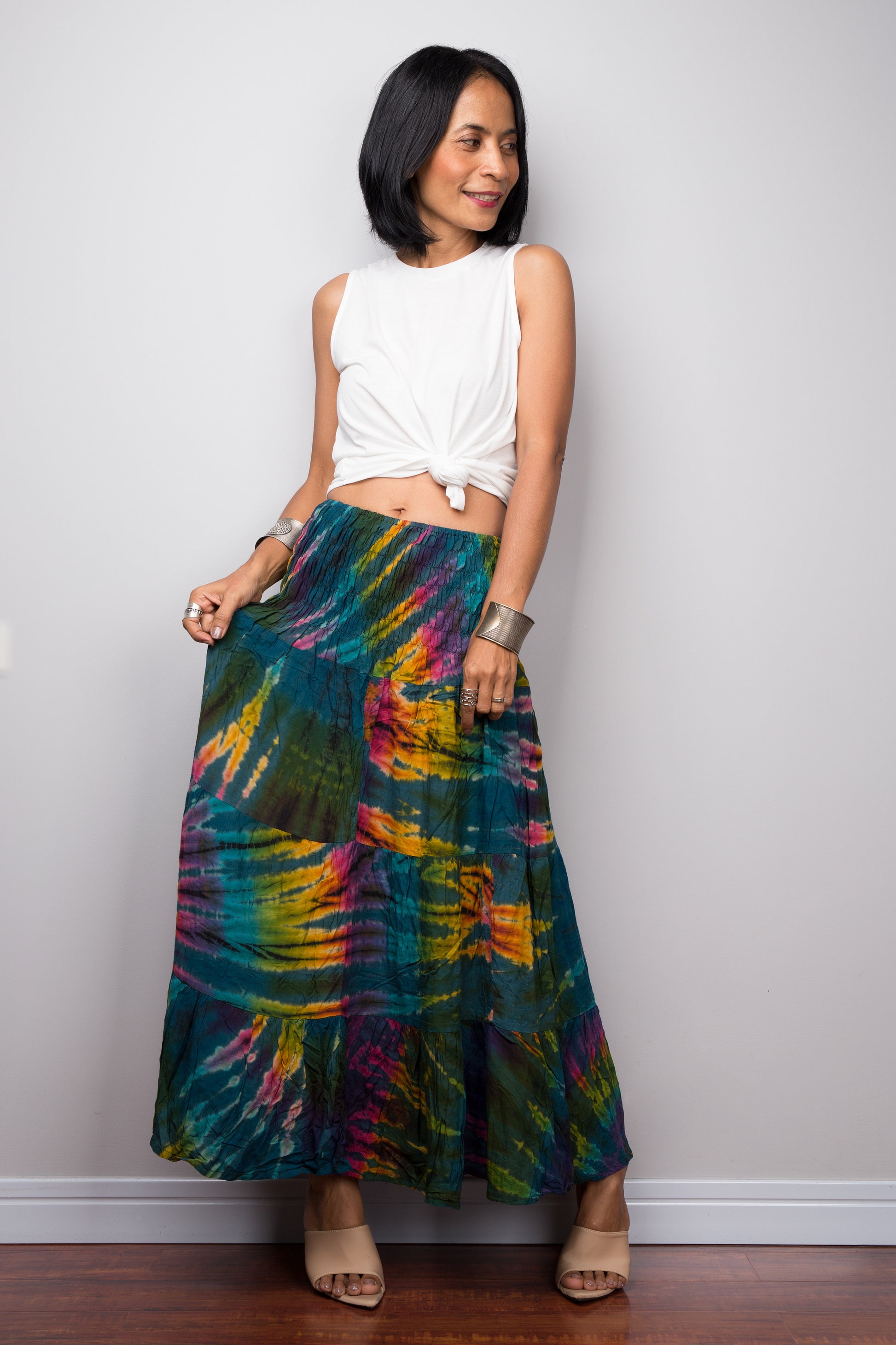 Tie dye smock skirt by Nuichan.  Can double up as a strapless dress