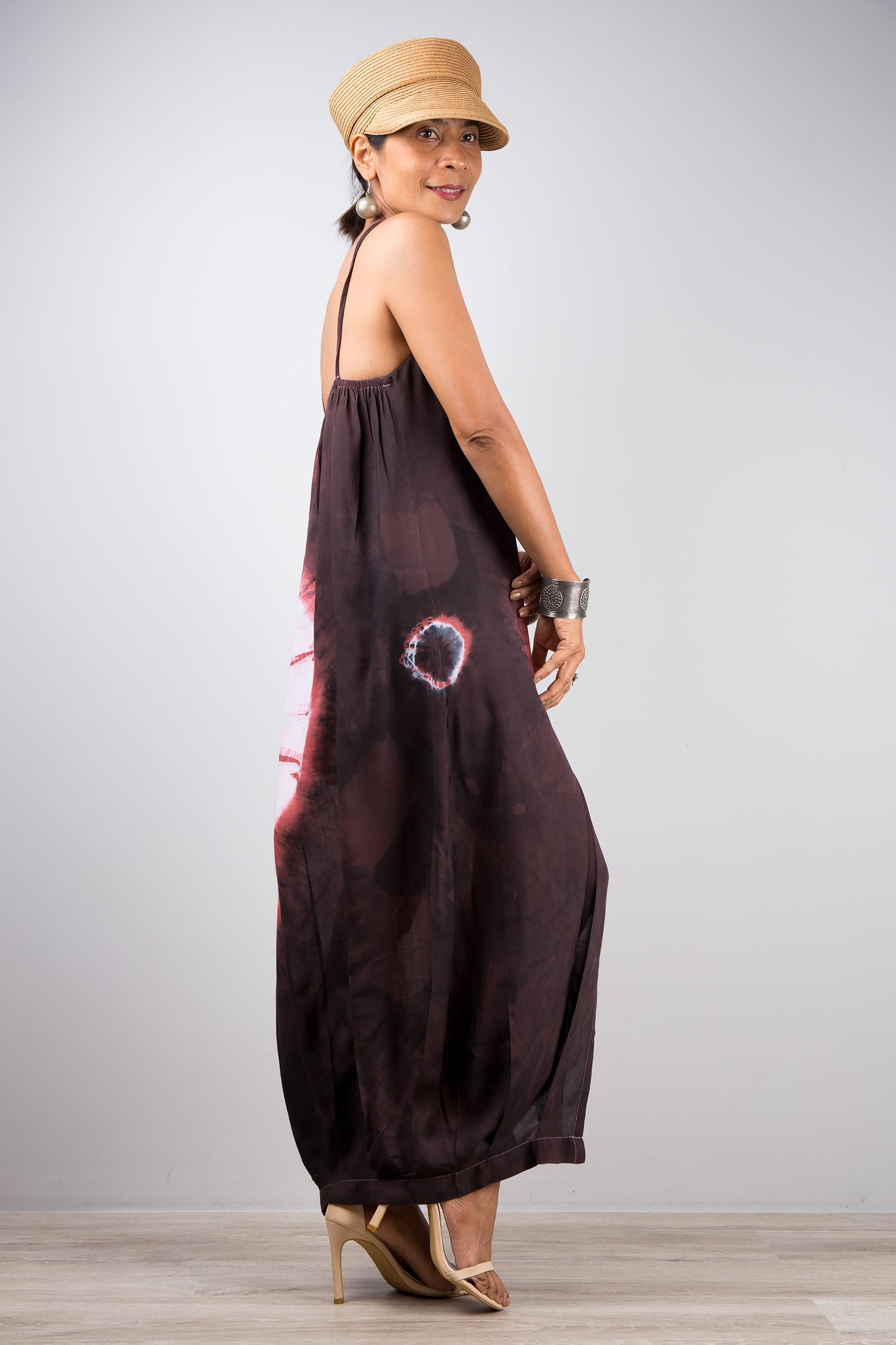 Tie dye strap dress with split