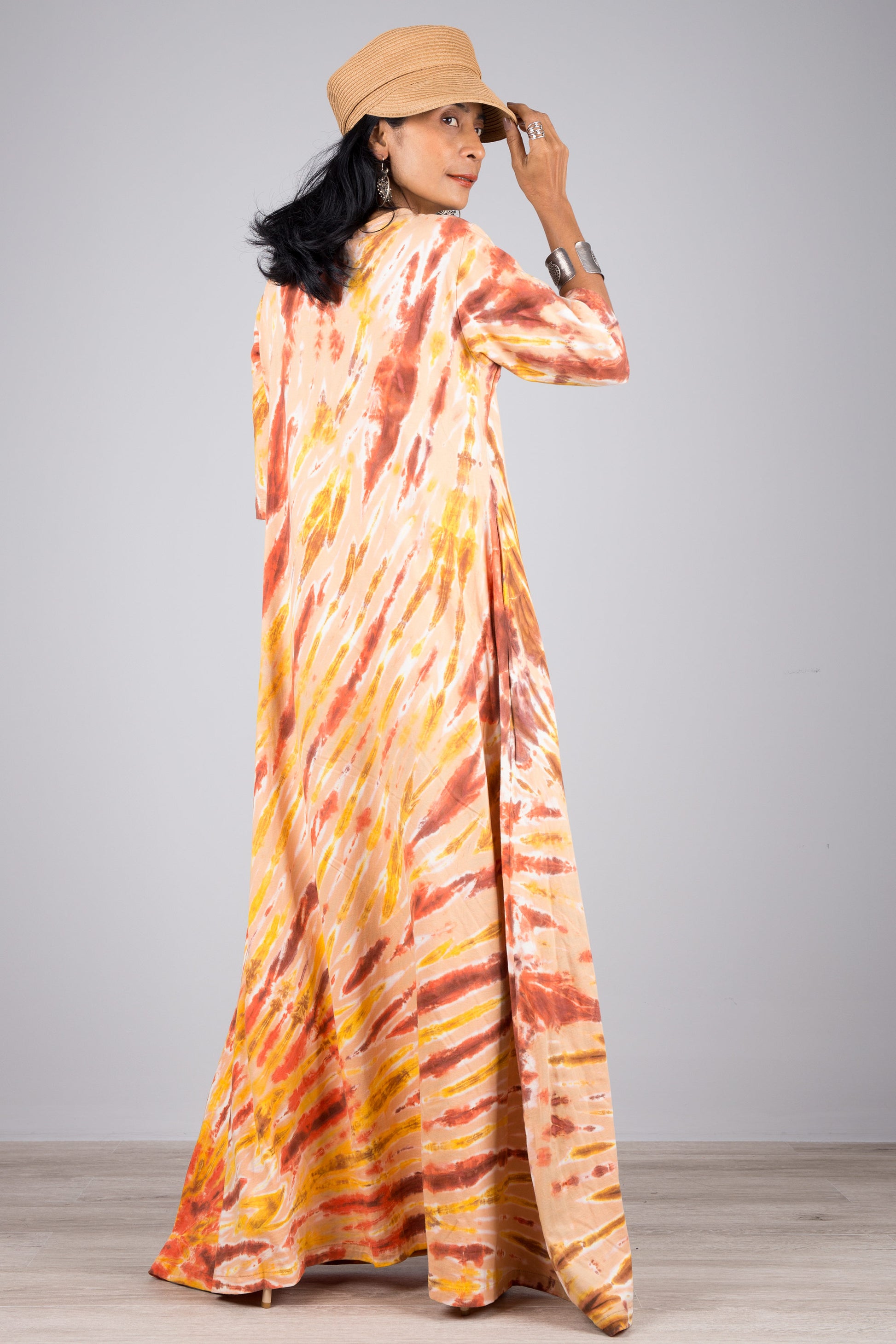 Tie dye dress by Nuichan.  Maxi dress style with mid length sleeves