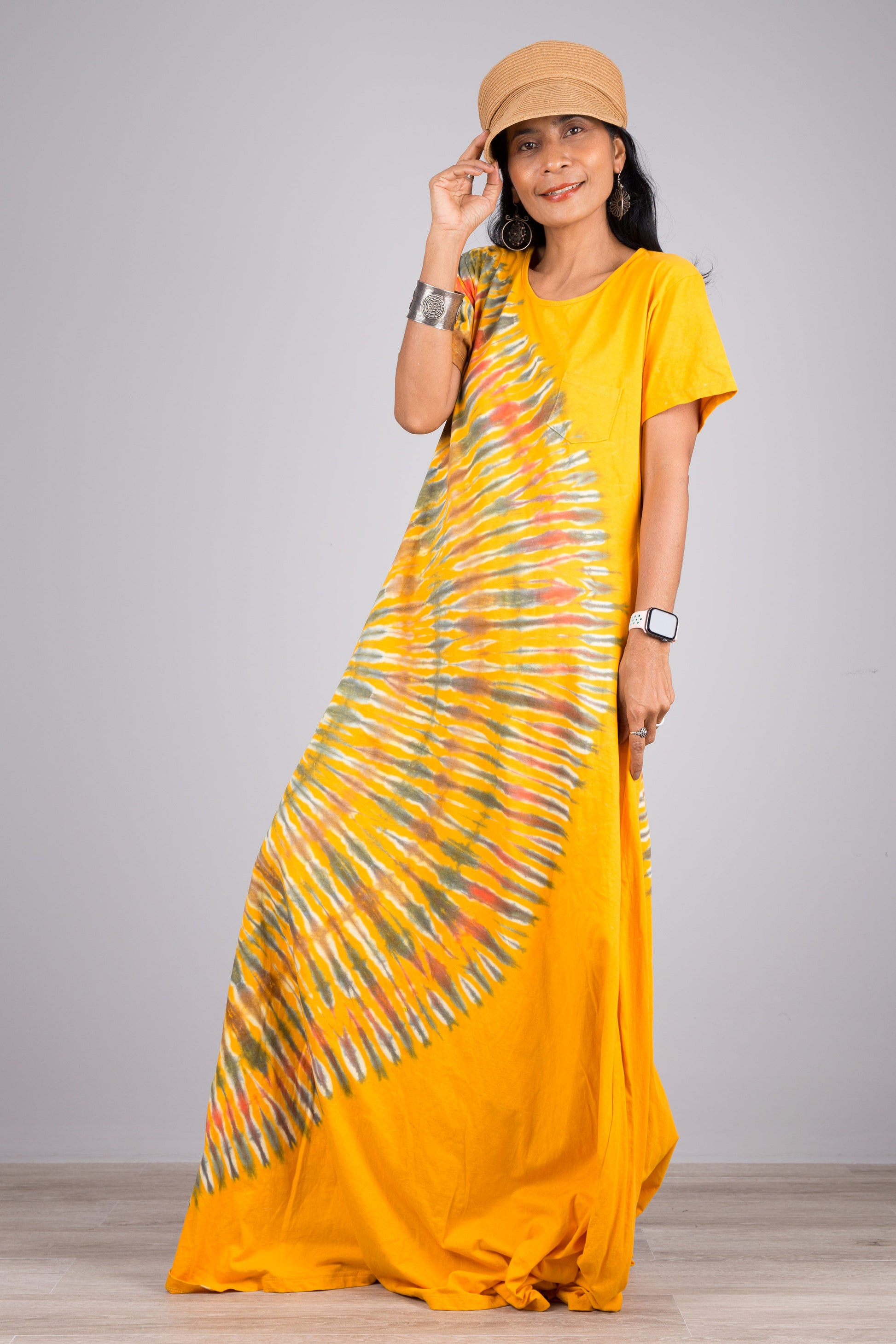 Orange tie dye rainbow maxi dress by Nuichan