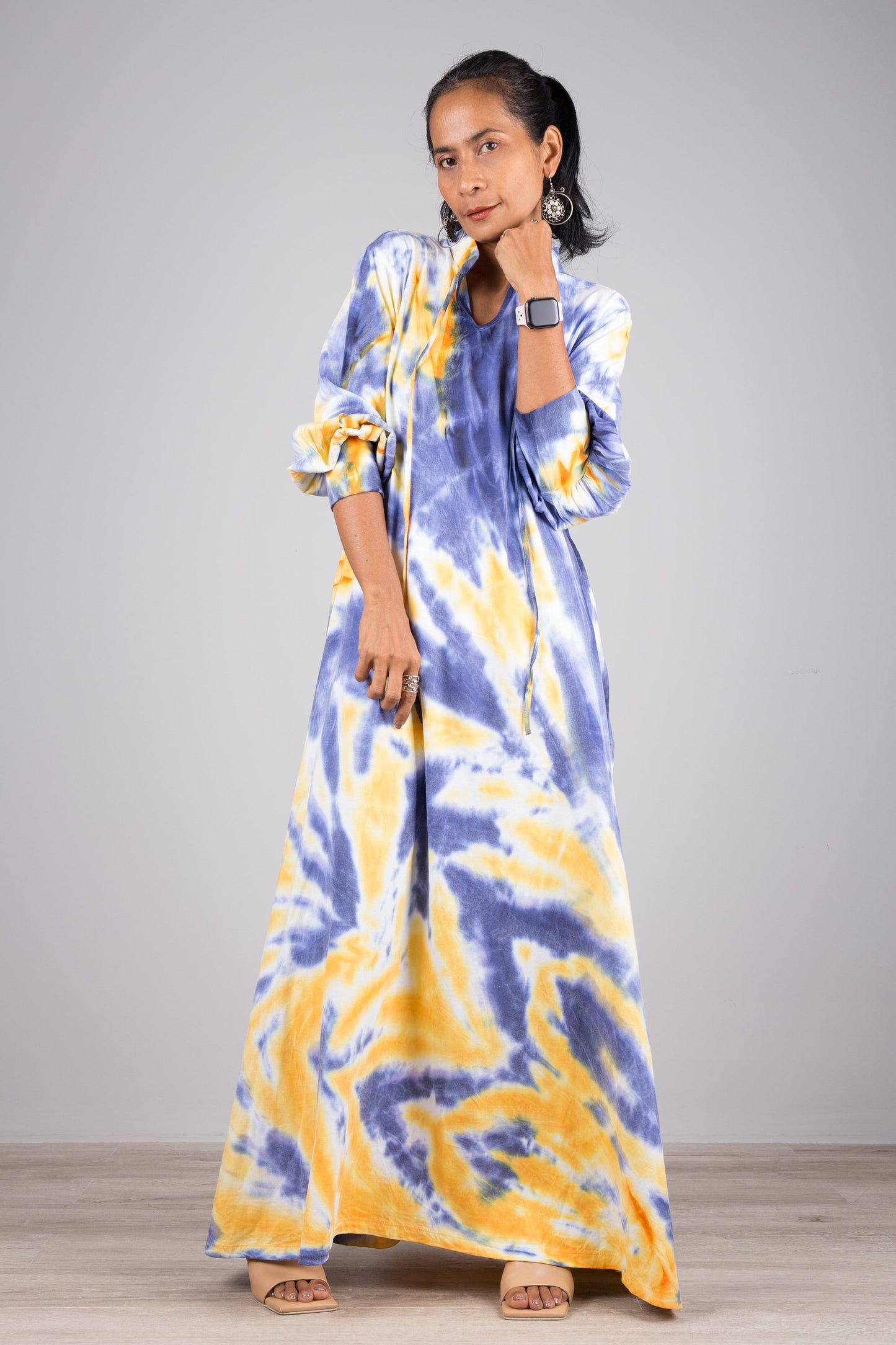 Tie dye dress with bell sleeves