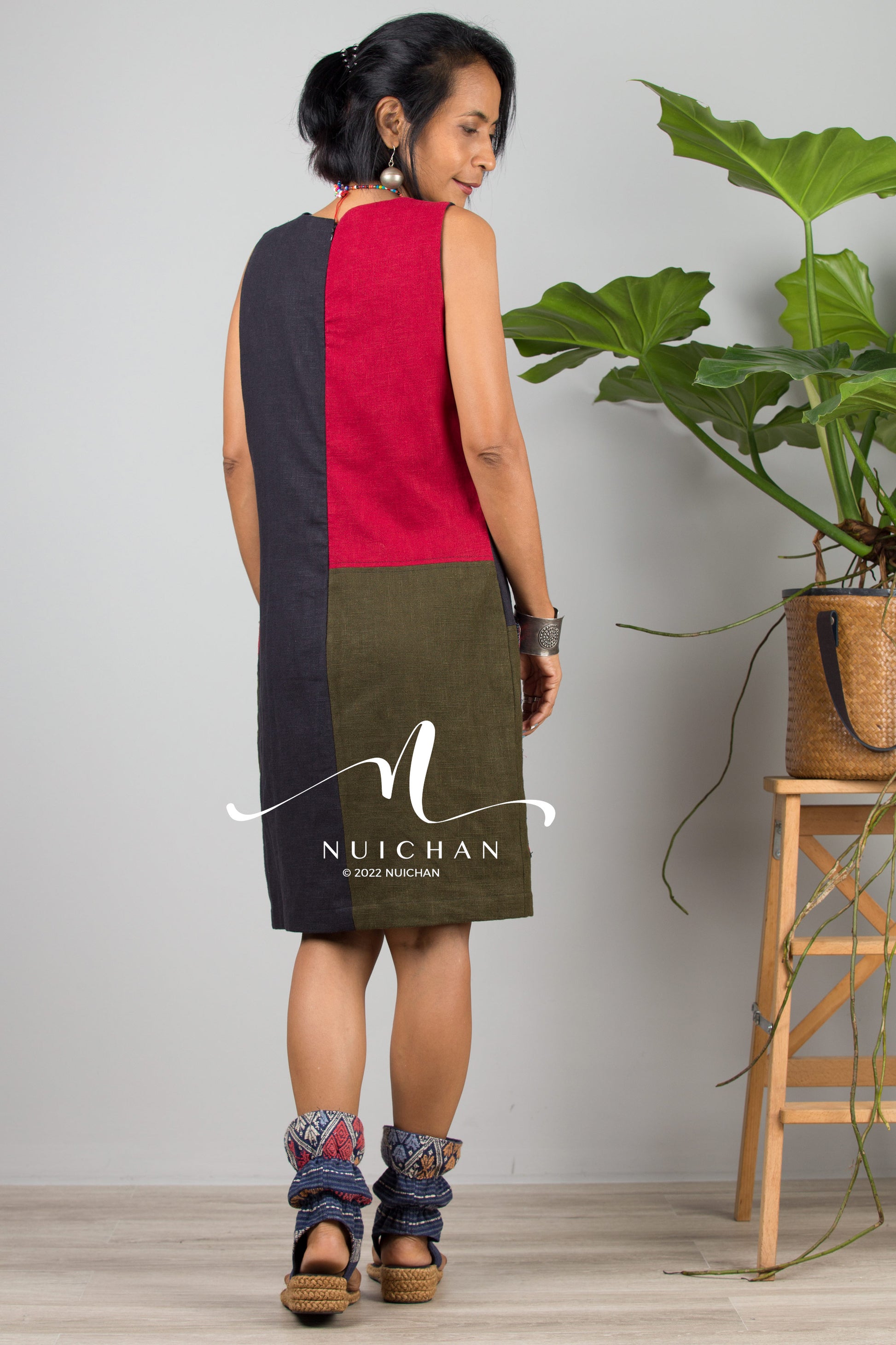 Nuichan women's patchwork summer dress | Modern hill tribe fashion