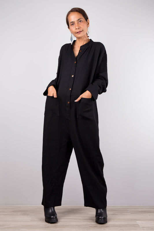 Black linen jumpsuit