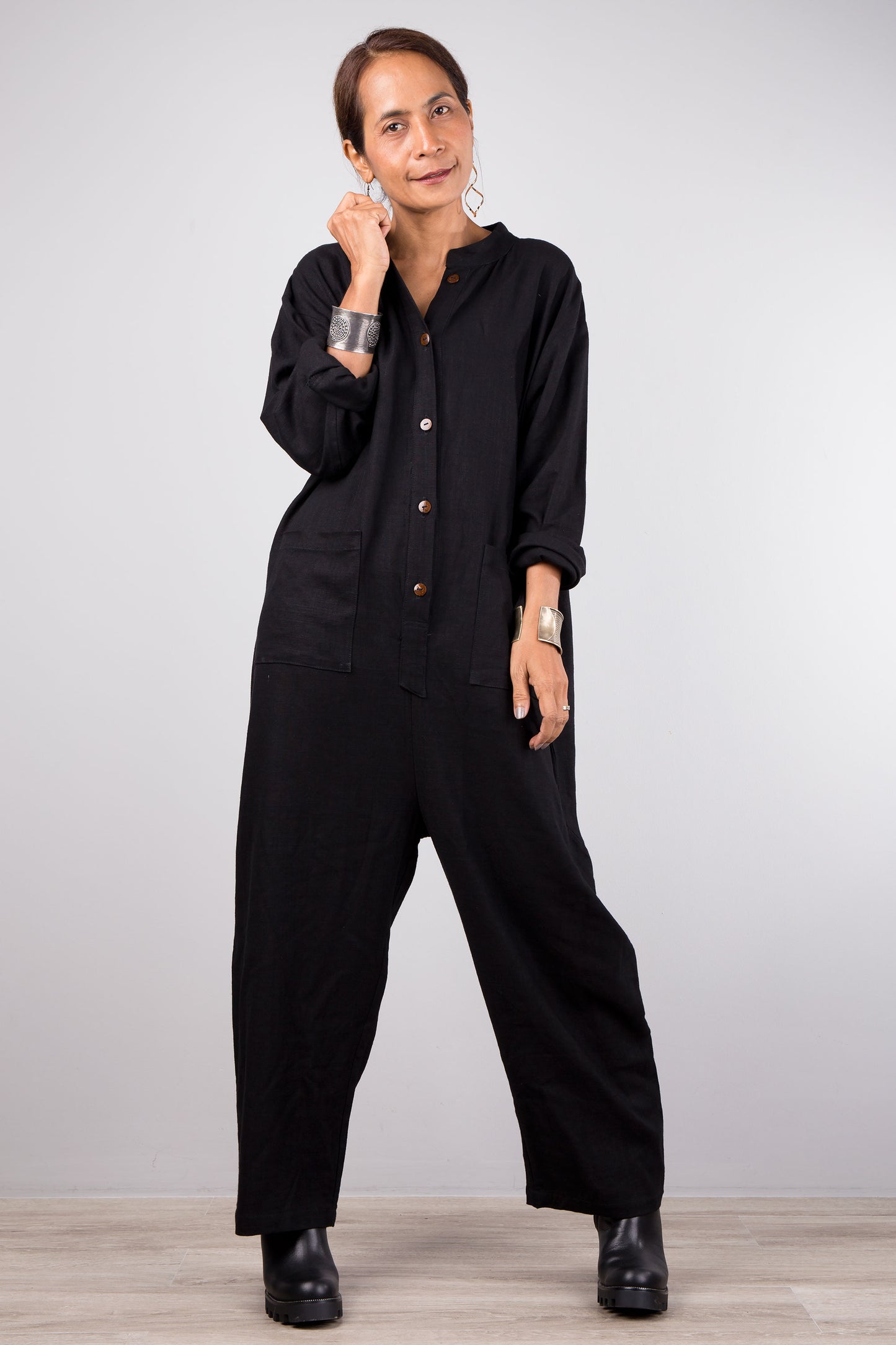 Black linen jumpsuit