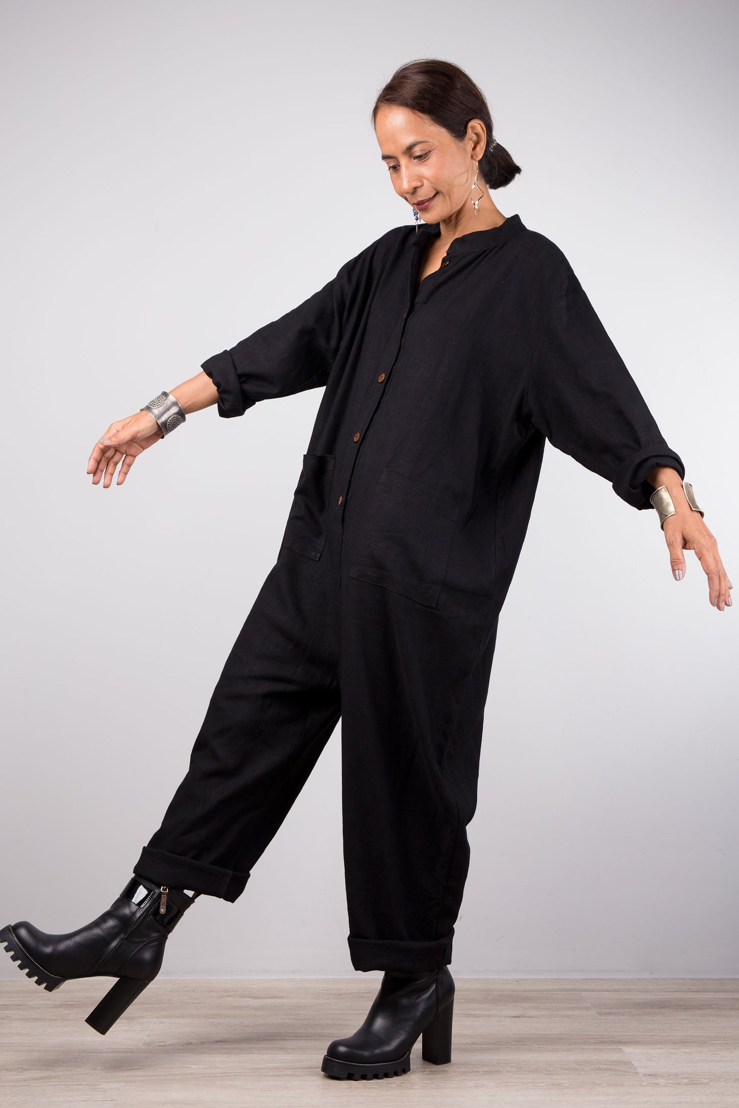 Black linen jumpsuit