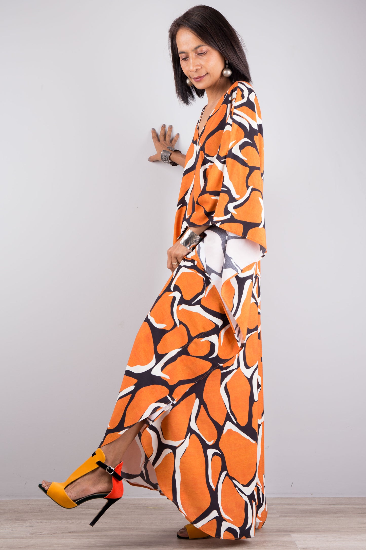 Orange kaftan dress