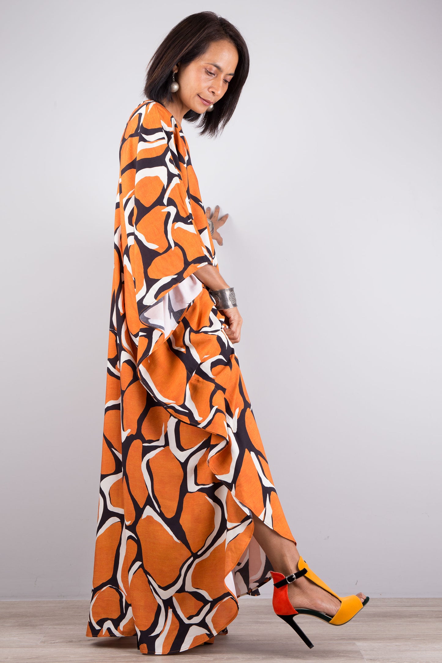 Orange kaftan dress