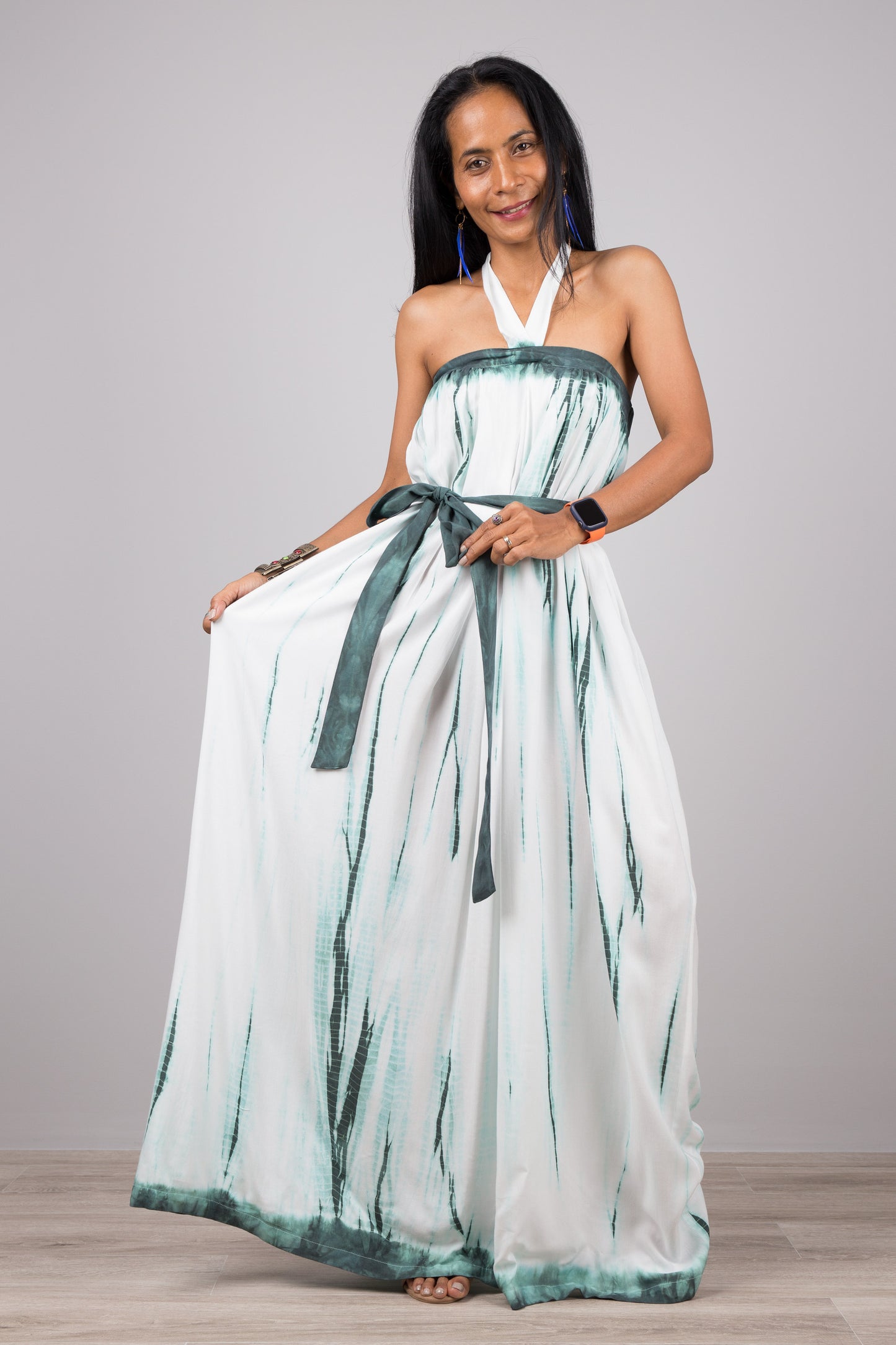 Tie dye Shibori Maxi dress - Hand dyed summer dress