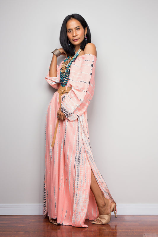 Tie dye kaftan, Beach dress, Long Pink Maxi dress, resort Kaftan, Summer kaftan, Loungewear