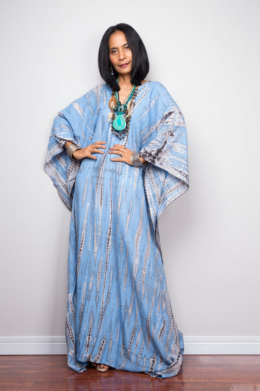 Tie dye kaftan, Beach dress, Long Blue Maxi dress, resort Kaftan, Summer kaftan, Loungewear