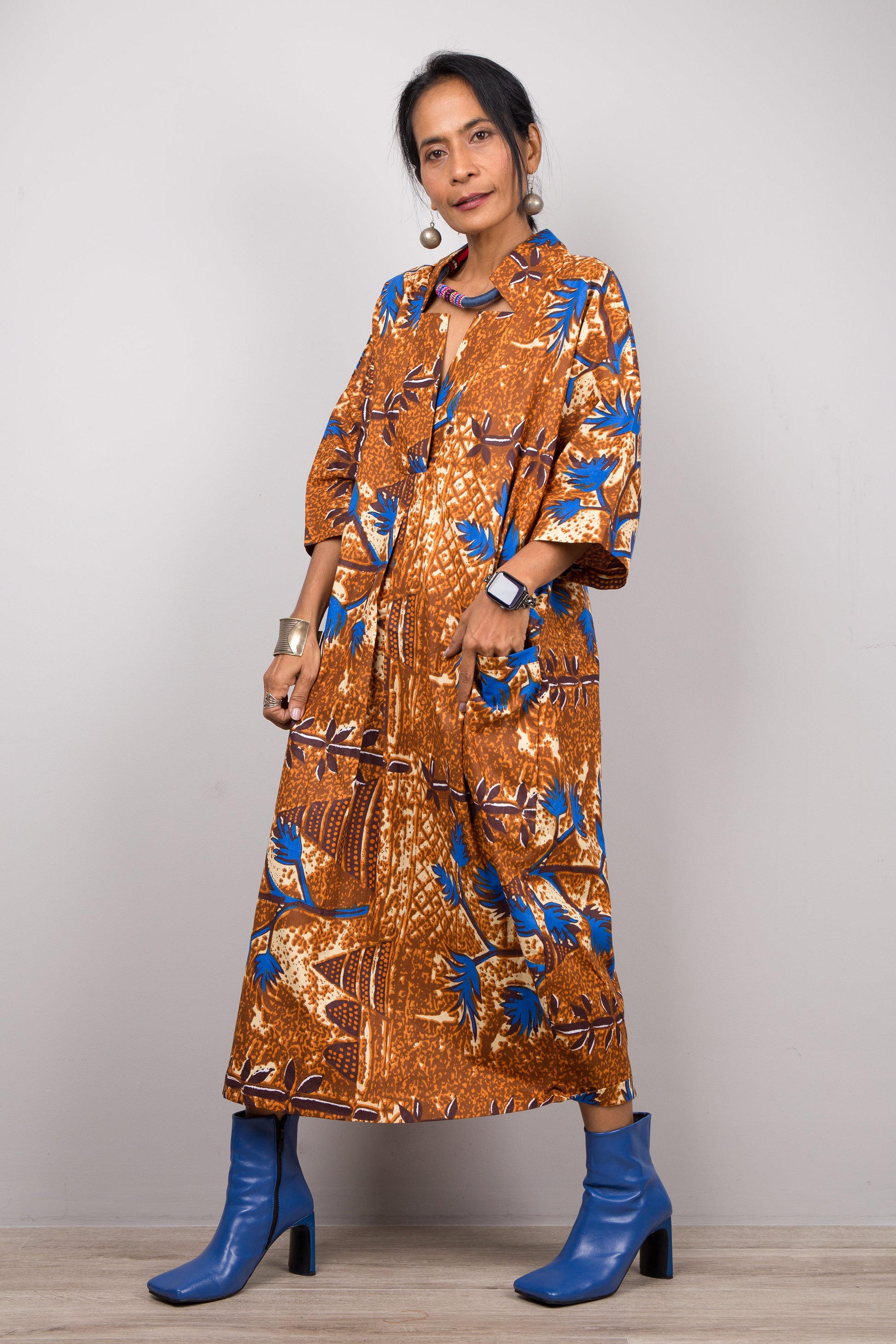 Loose fit ankara kaftan dress by Nuichan