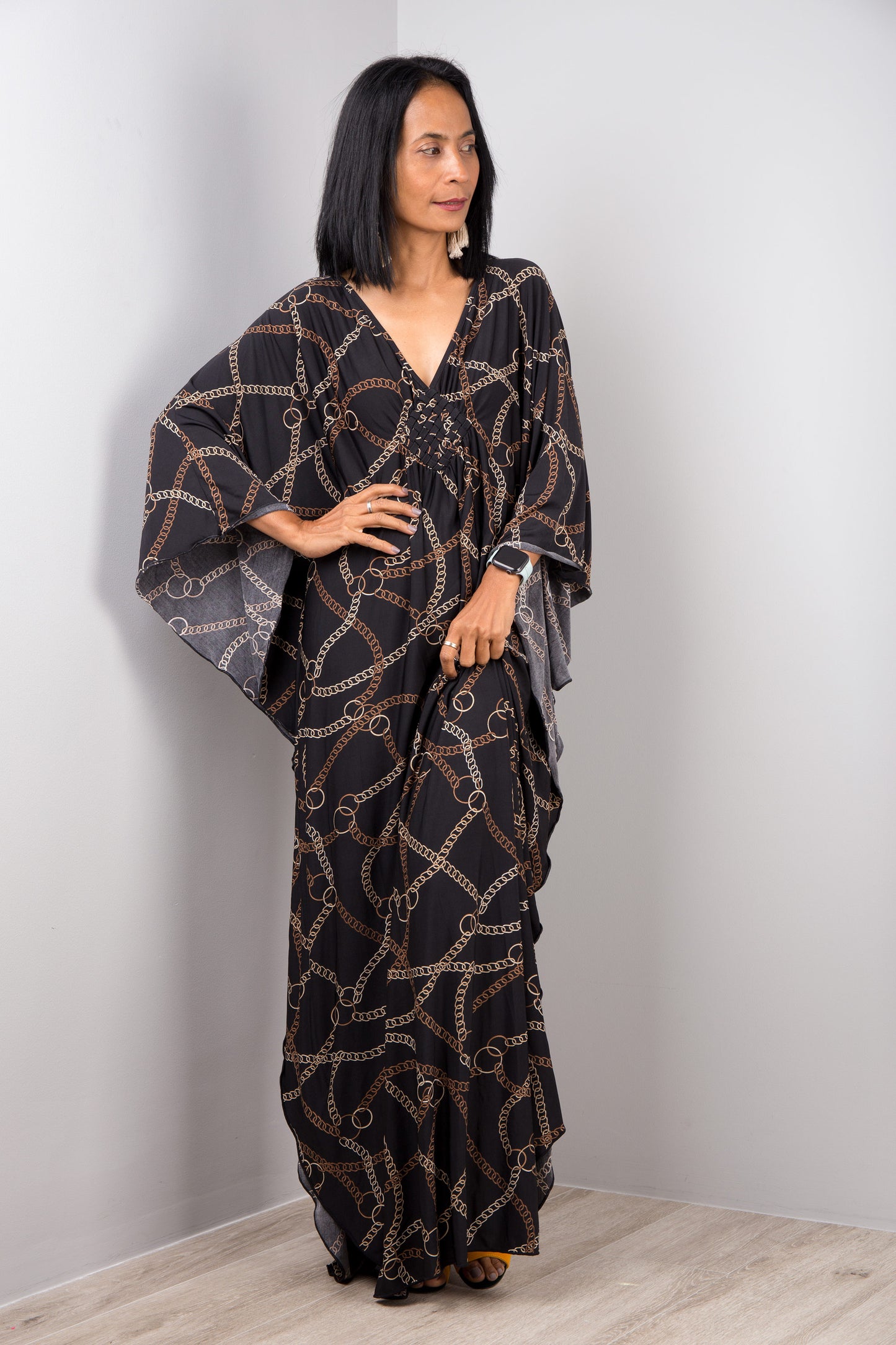 Boho Black Kaftan Dress