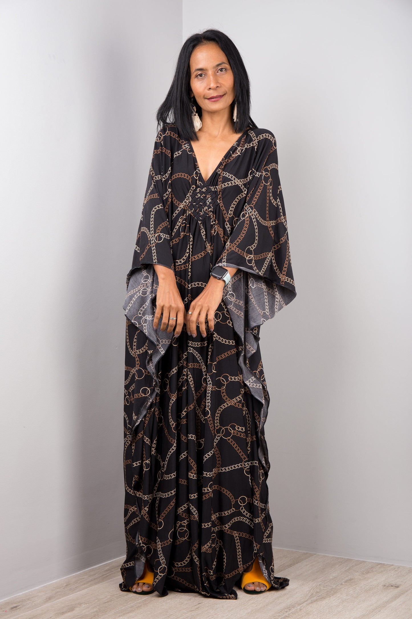 Boho Black Kaftan Dress