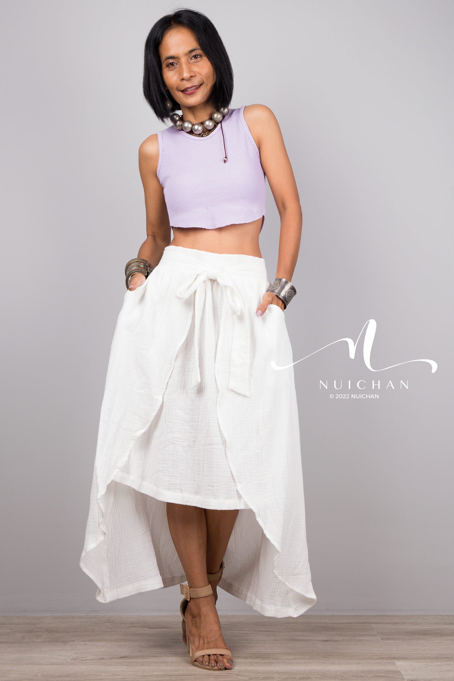 White Cotton wrap skirt