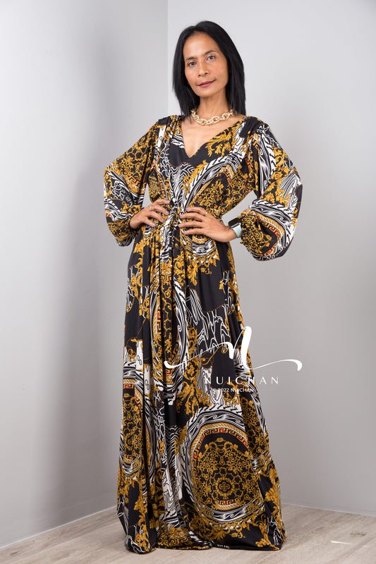 Boho chic maxi dress with sleeves