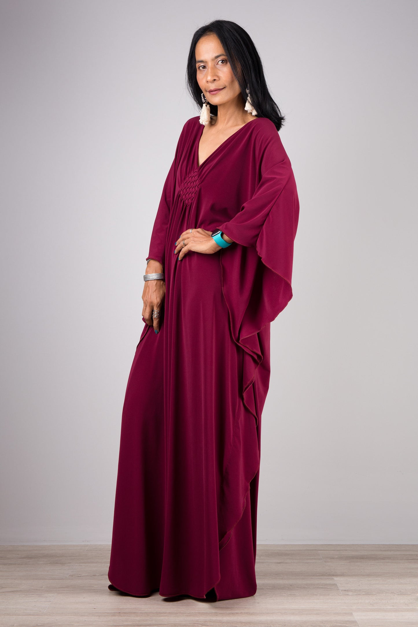 Burgundy photoshoot dress - kaftan style by Nuichan