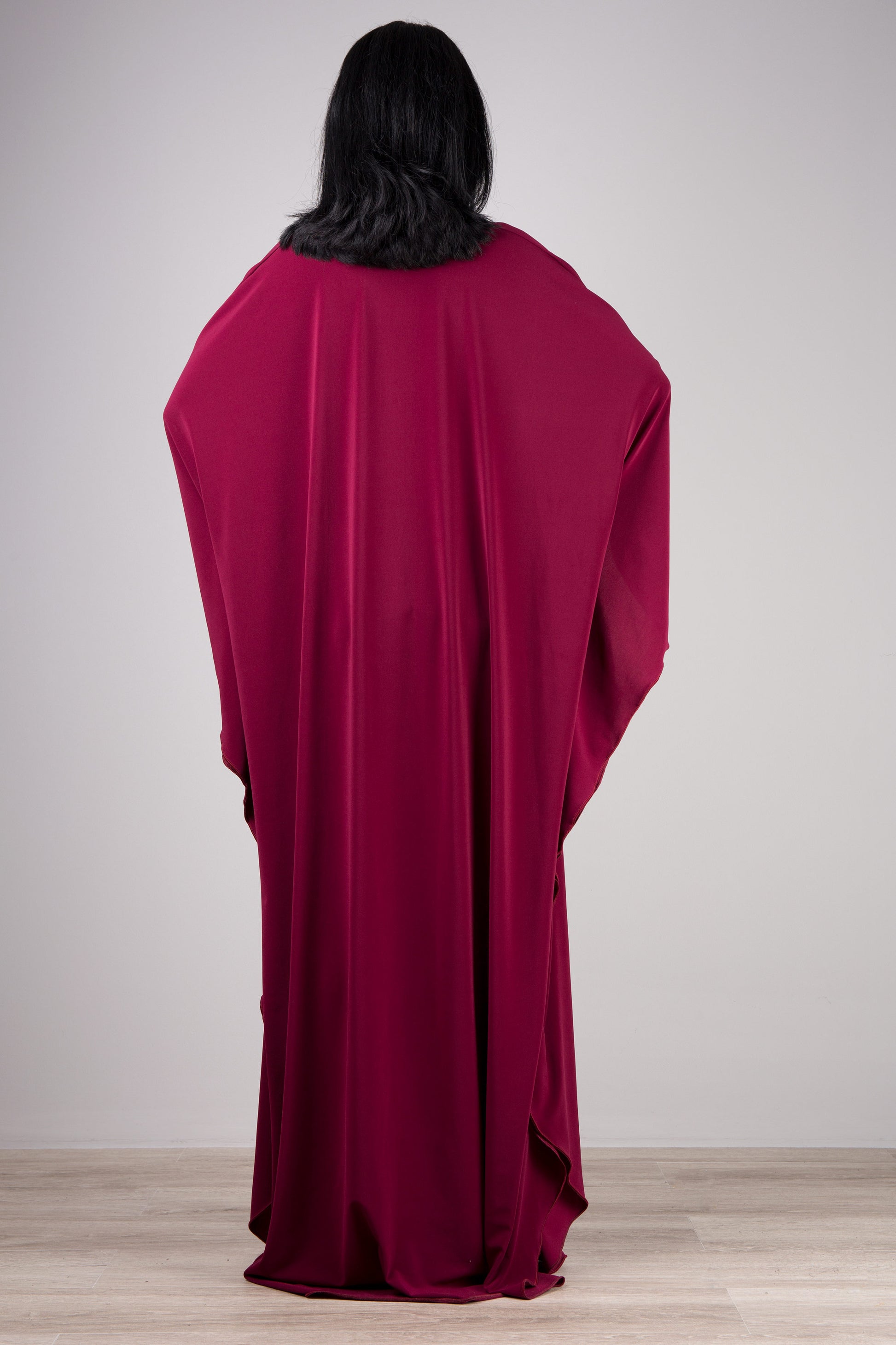 Burgundy kaftan dress by Nuichan  Back view