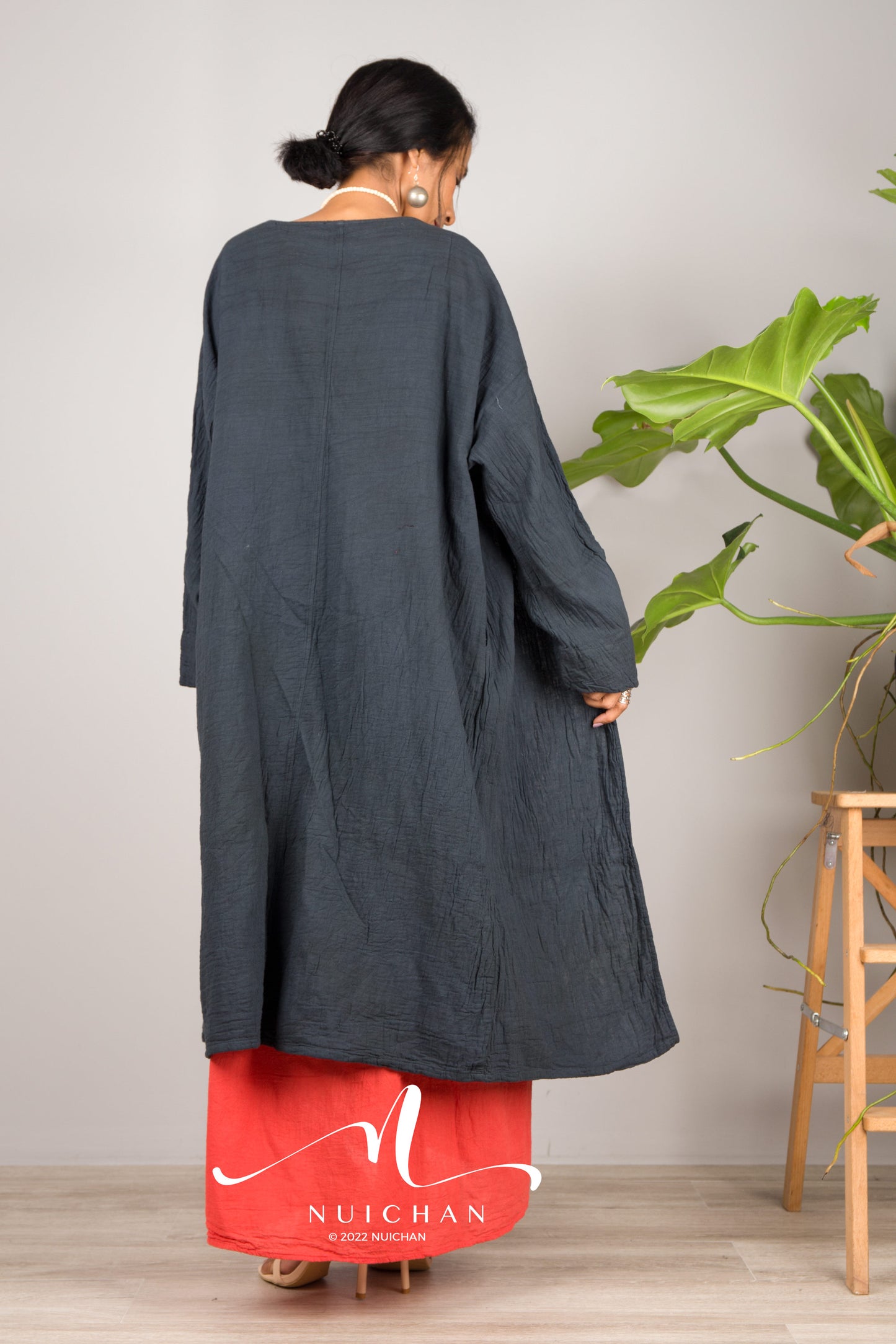 Black Cotton open front cardigan