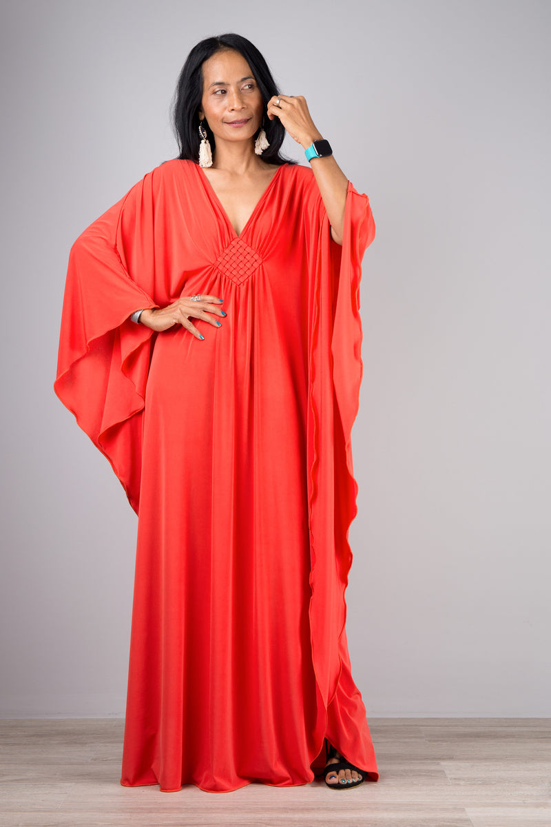 Kaftan dresses online. Orange kimono kaftan dress by Nuichan