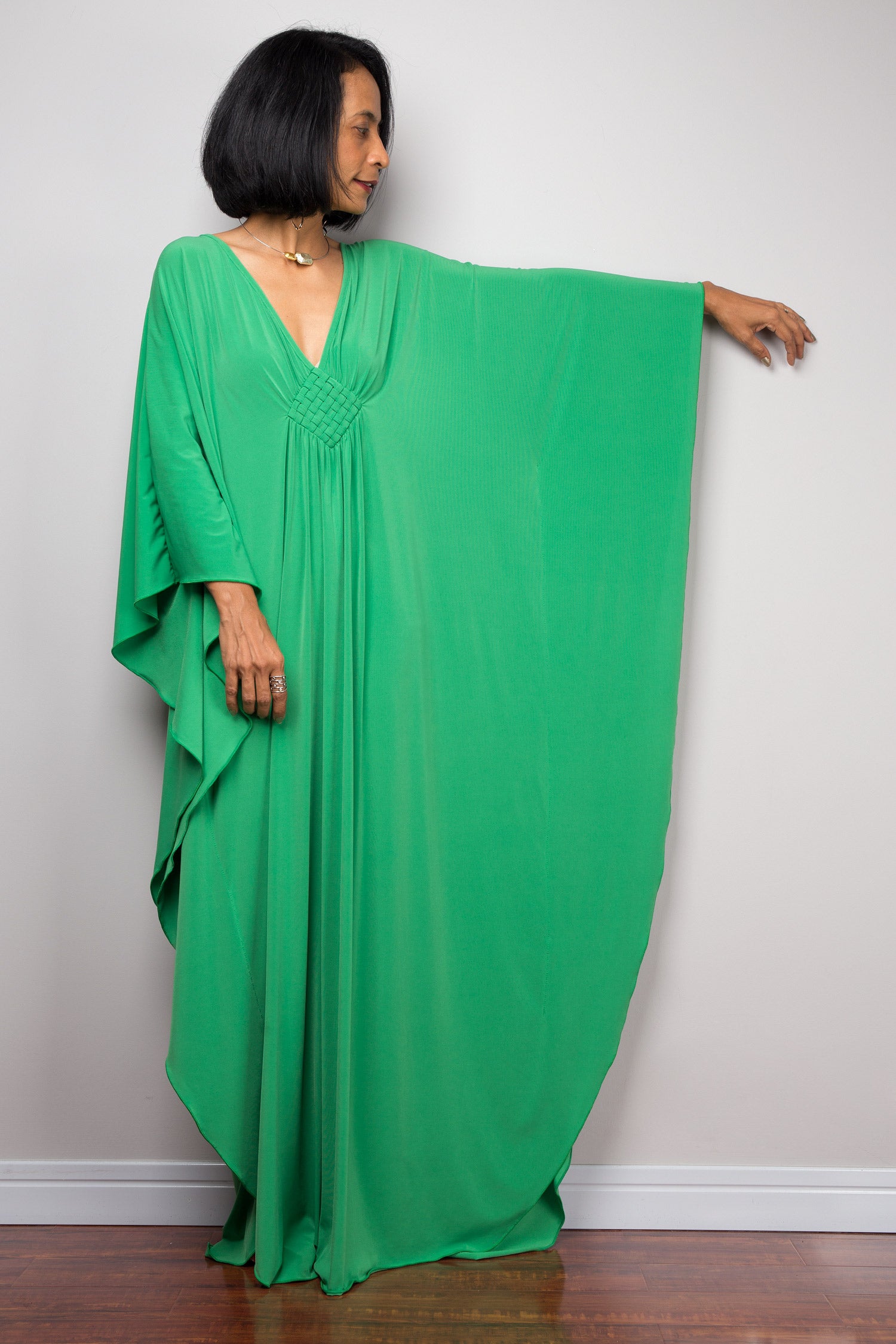 Nuichan women's Kaftan dress. Green kimono batwing caftan dress 