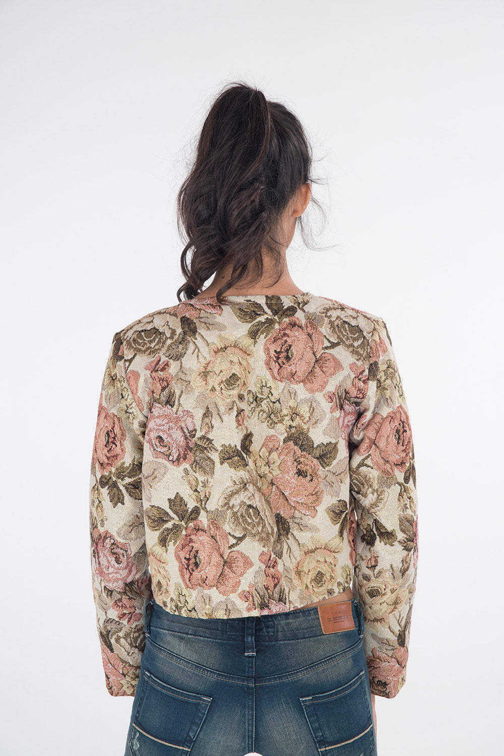 bolero jacket, short jacket, long sleeve jacket, cropped jacket, floral jacket, short floral jacket by Nuichan