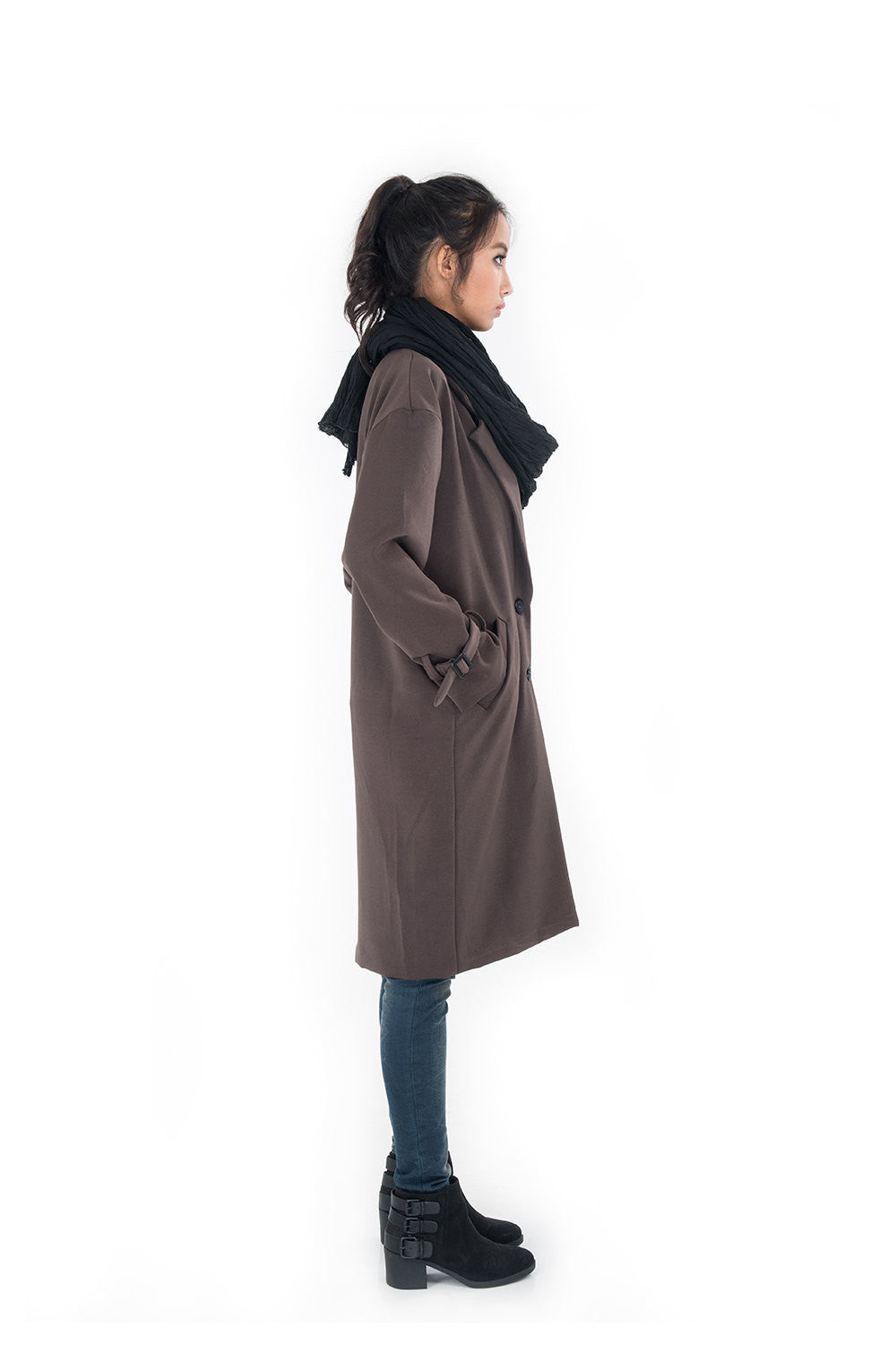 Dark brown trench coat, autumn coat, brown coat, elegant brown winter coat by Nuichan