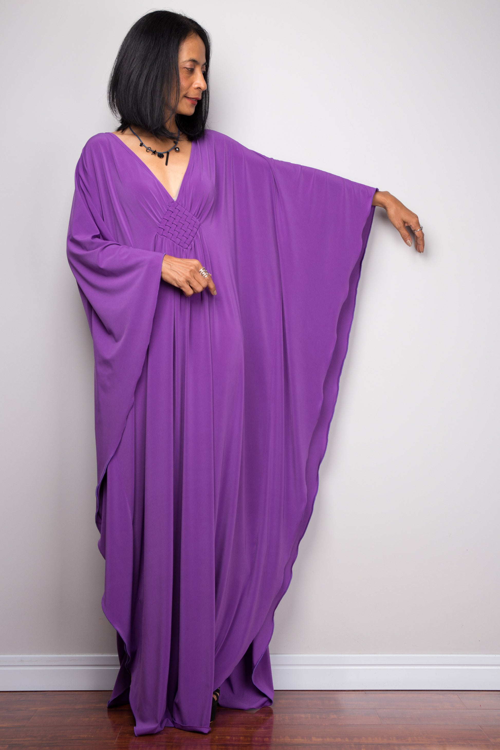 Shop Kaftan dresses online. Purple  kimono kaftan dress by Nuichan