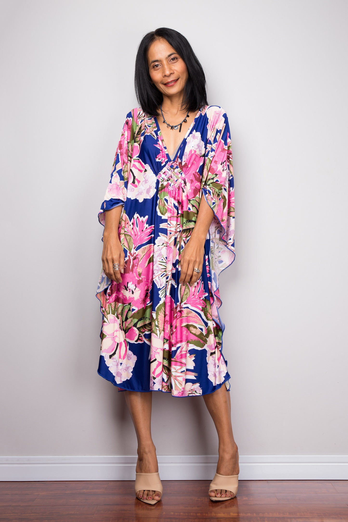 Short Floral Kaftan Dress