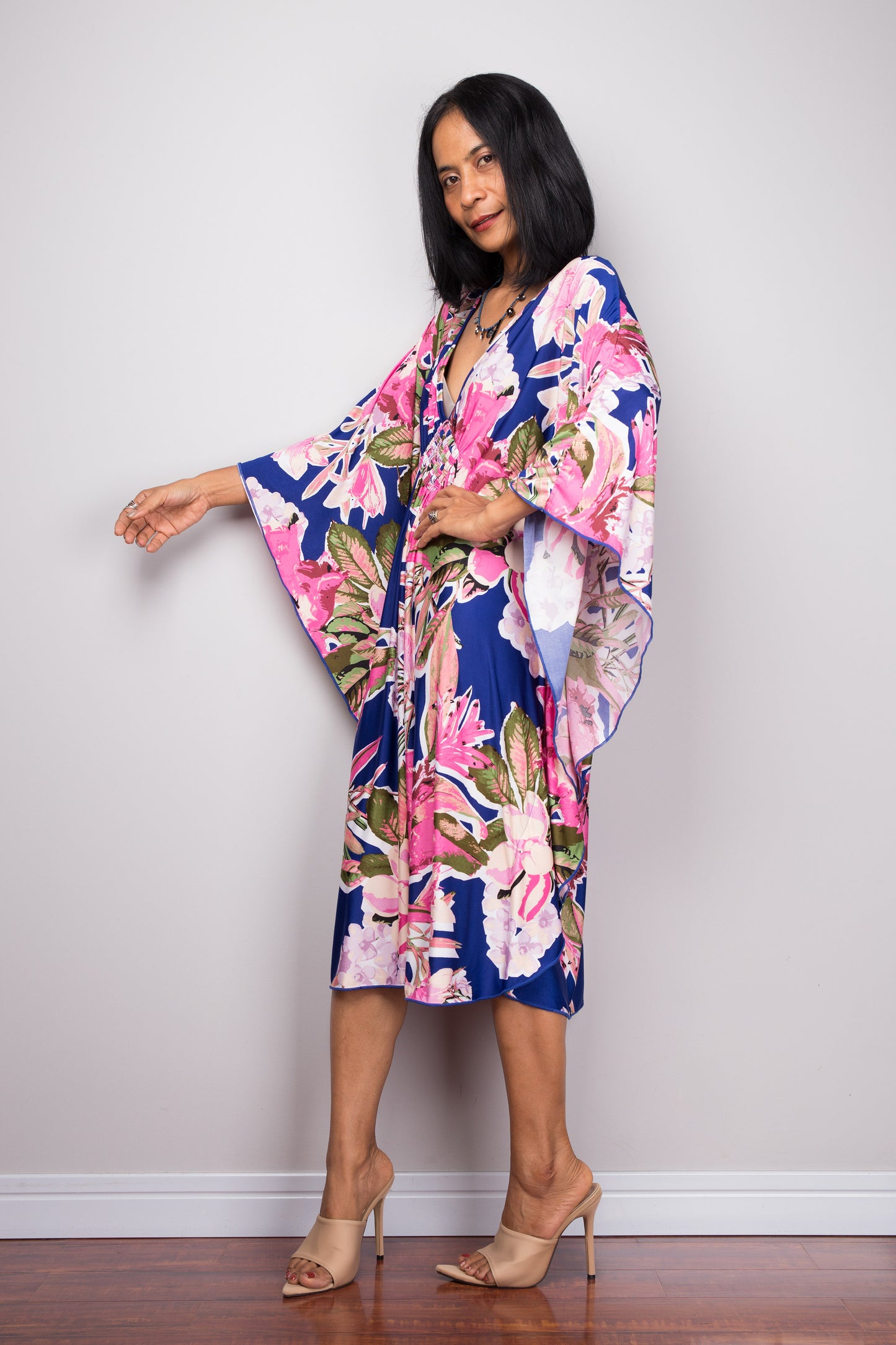 Short Floral Kaftan Dress