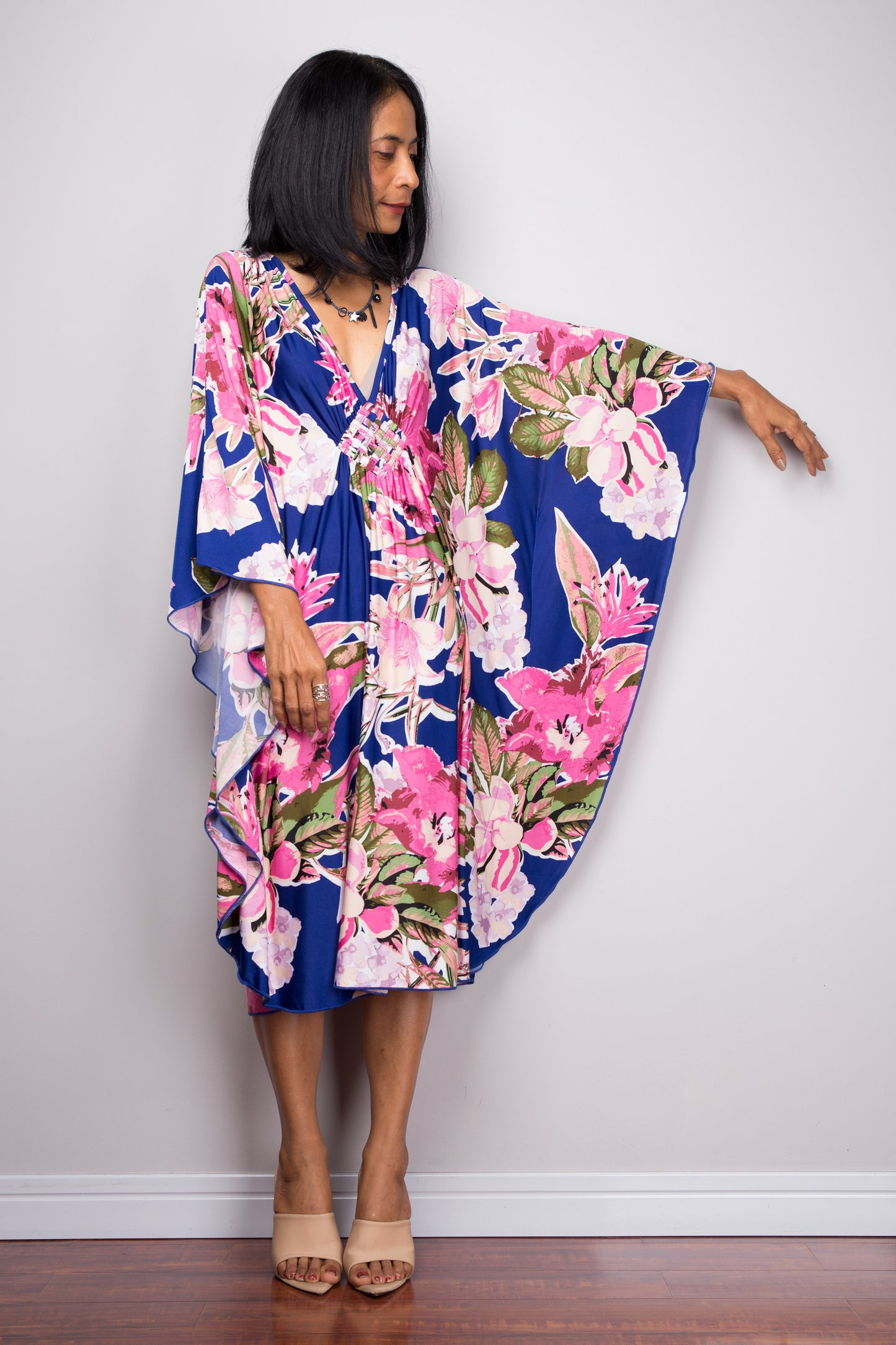 Short Floral Kaftan Dress