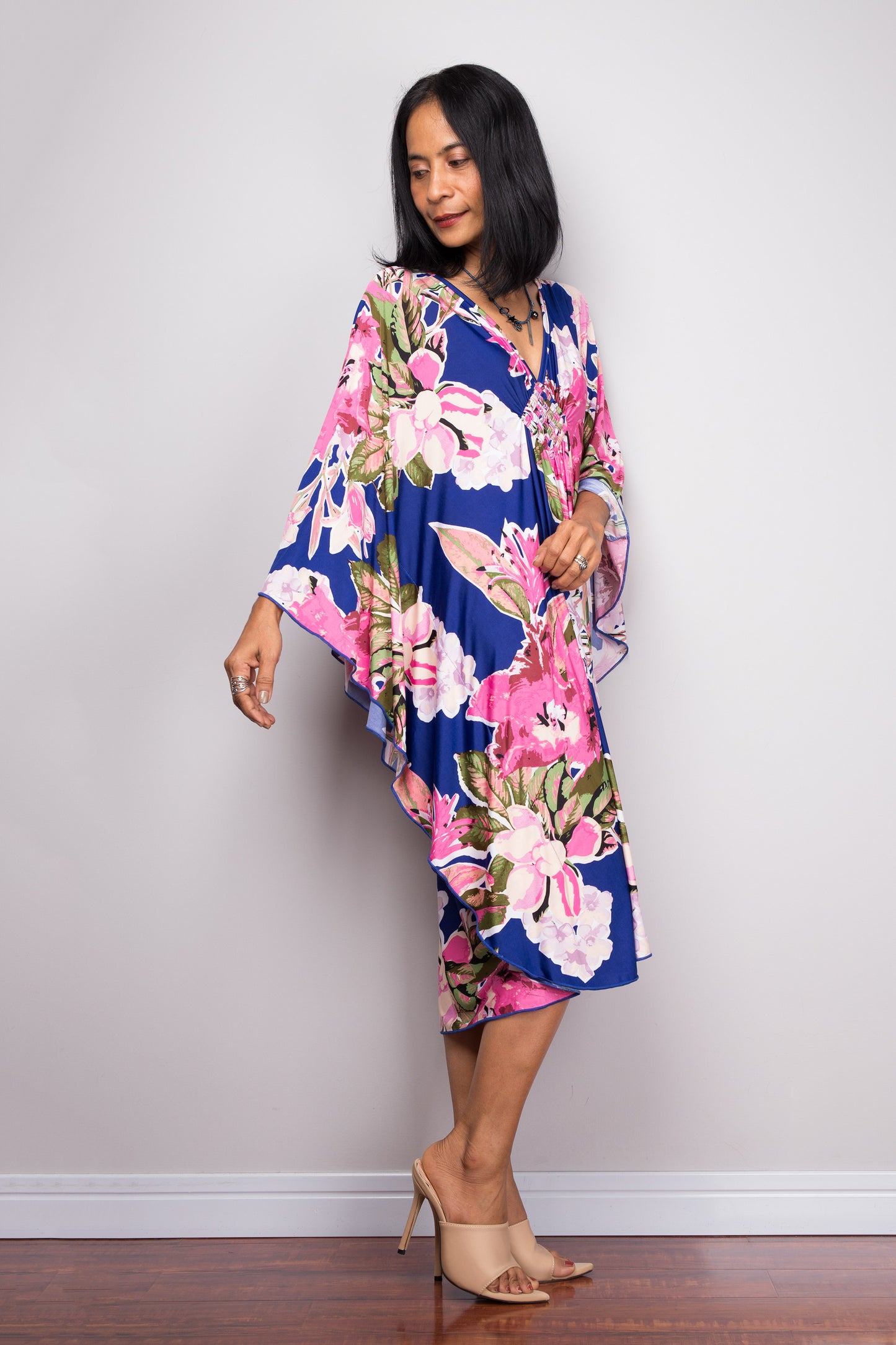 Short Floral Kaftan Dress