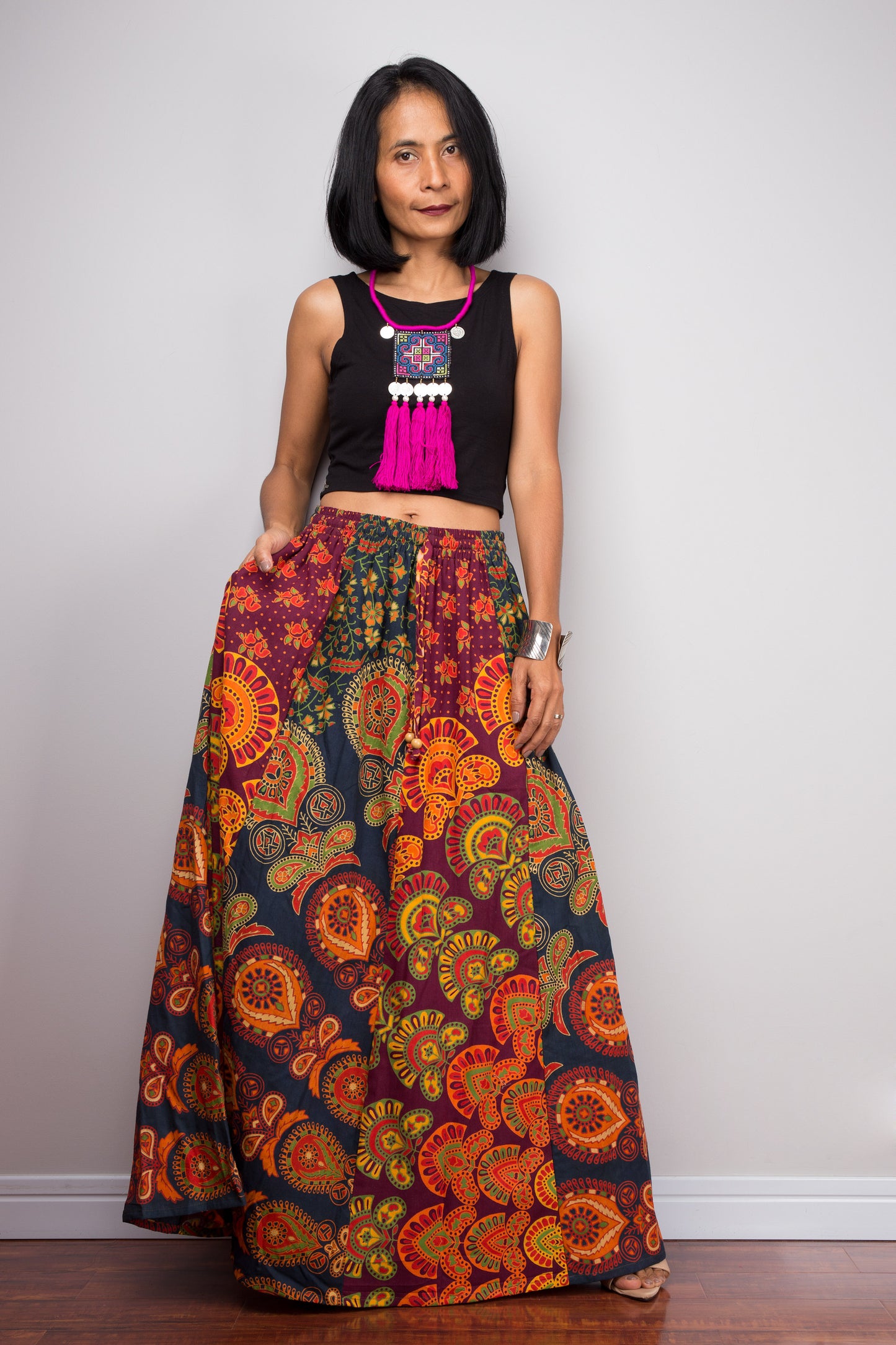 Patchwork Skirt | Maxi skirt | Flowy gypsy festival skirt | Boho Cotton skirt